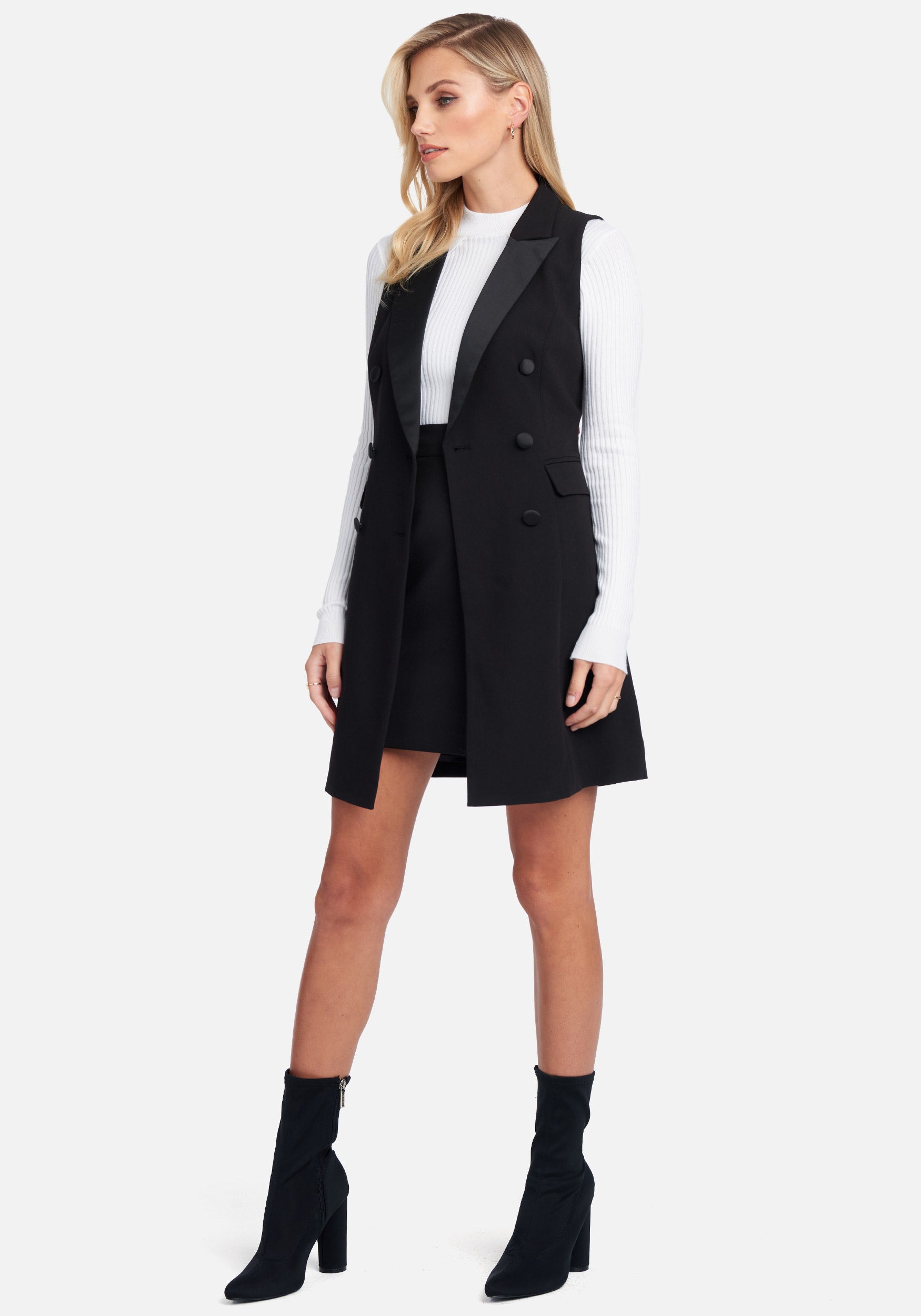 Tuxedo Style Stretch Twill Double Breast Vest