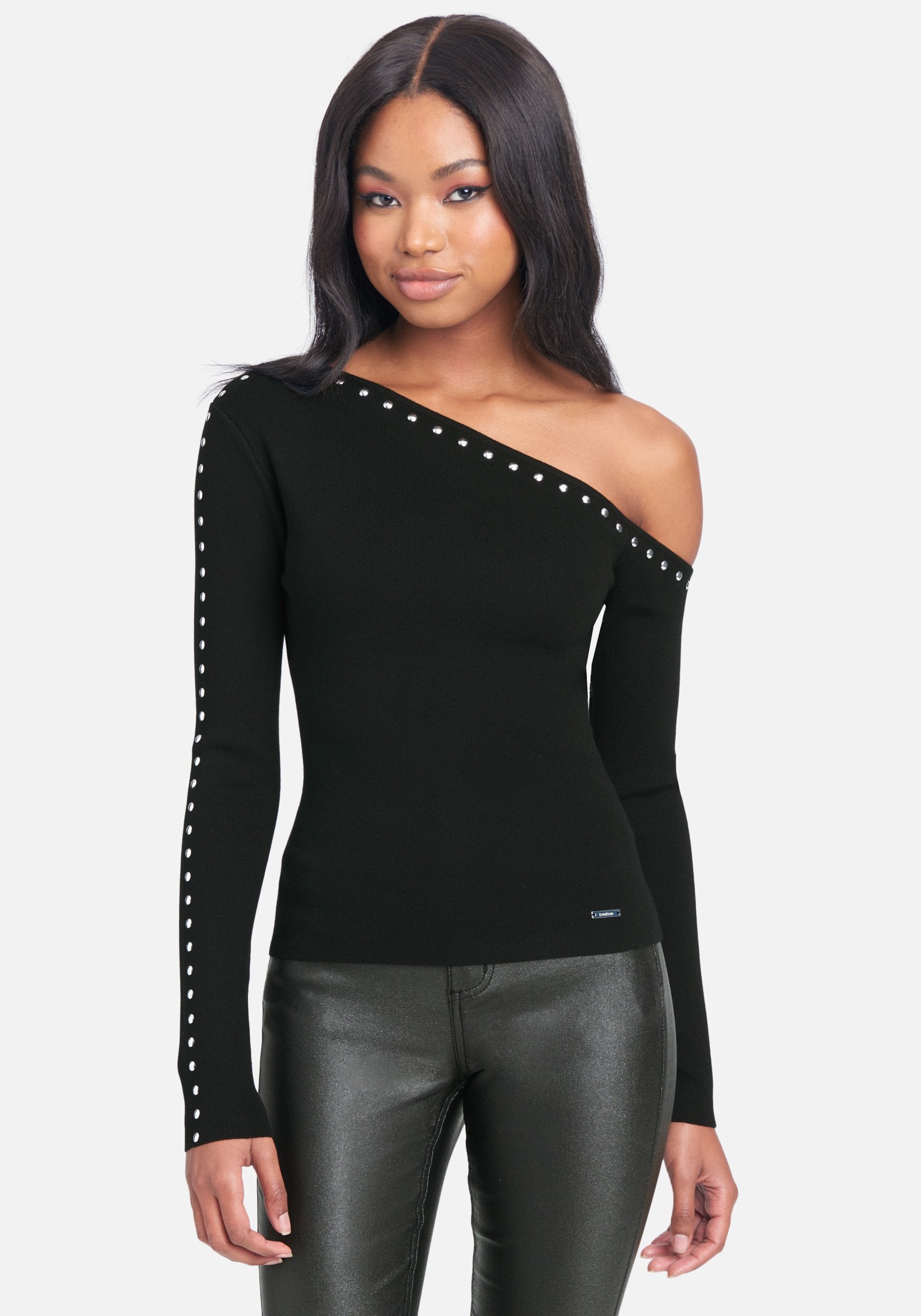 Off the Shoulder Stud Sweater Top