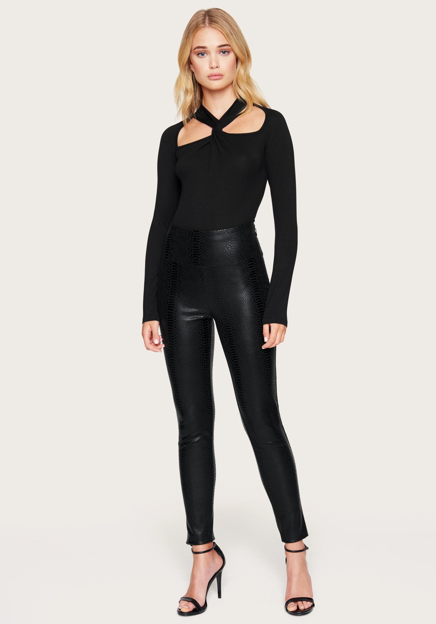 Faux Snake Pull On Leggings