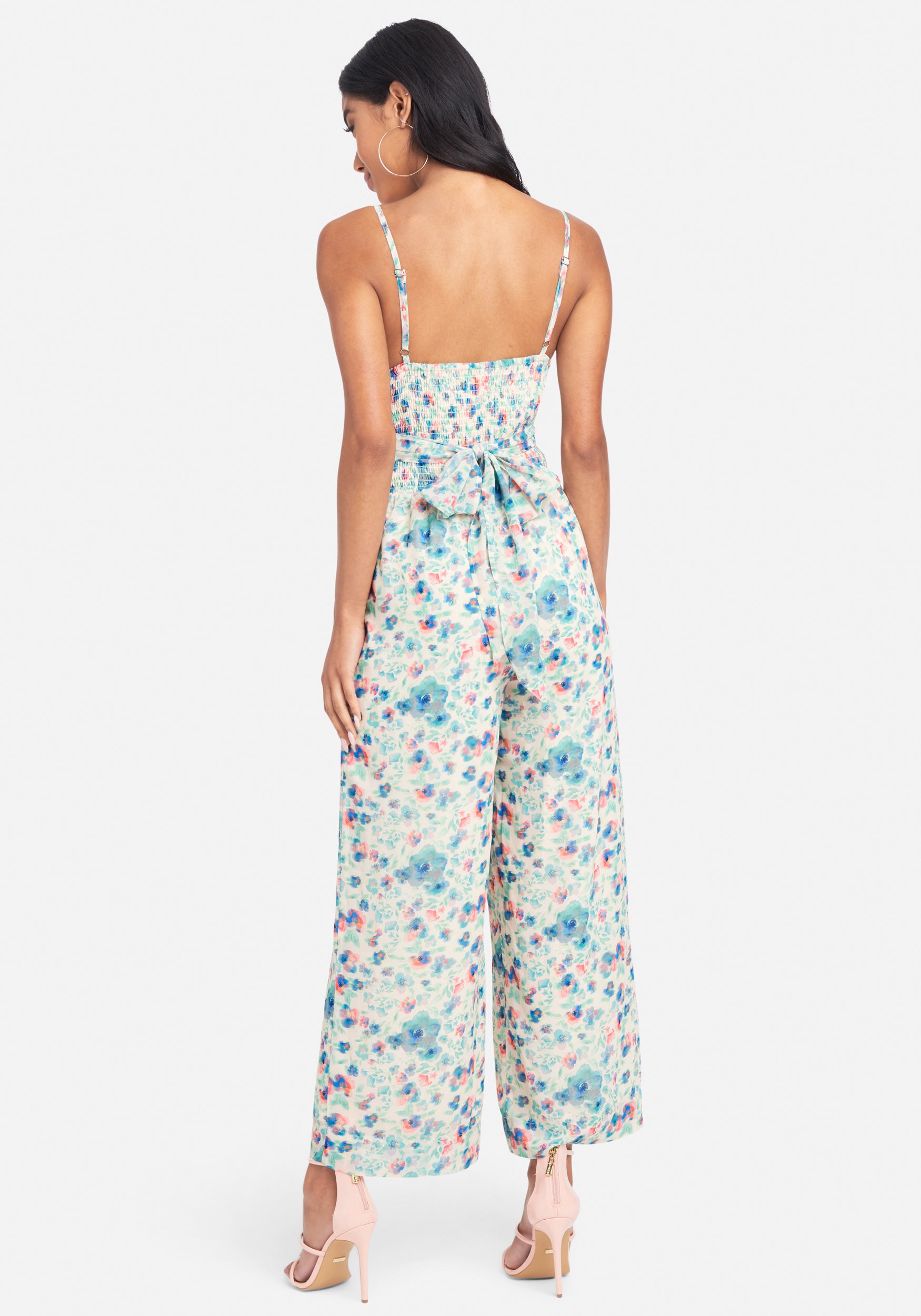 Wrap Waist Printed Culotte Jumpsuit