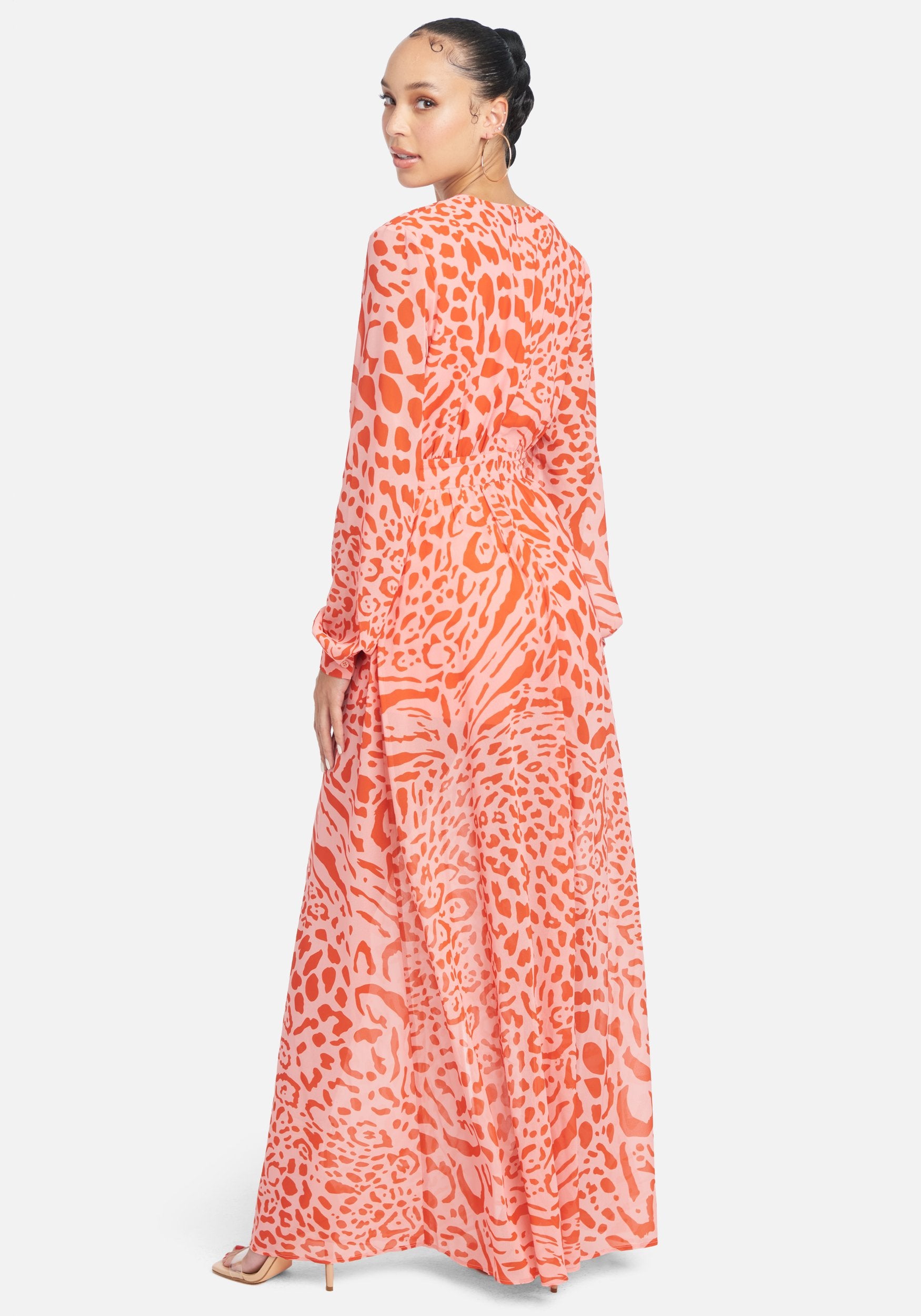 Printed Deep V Maxi Dress