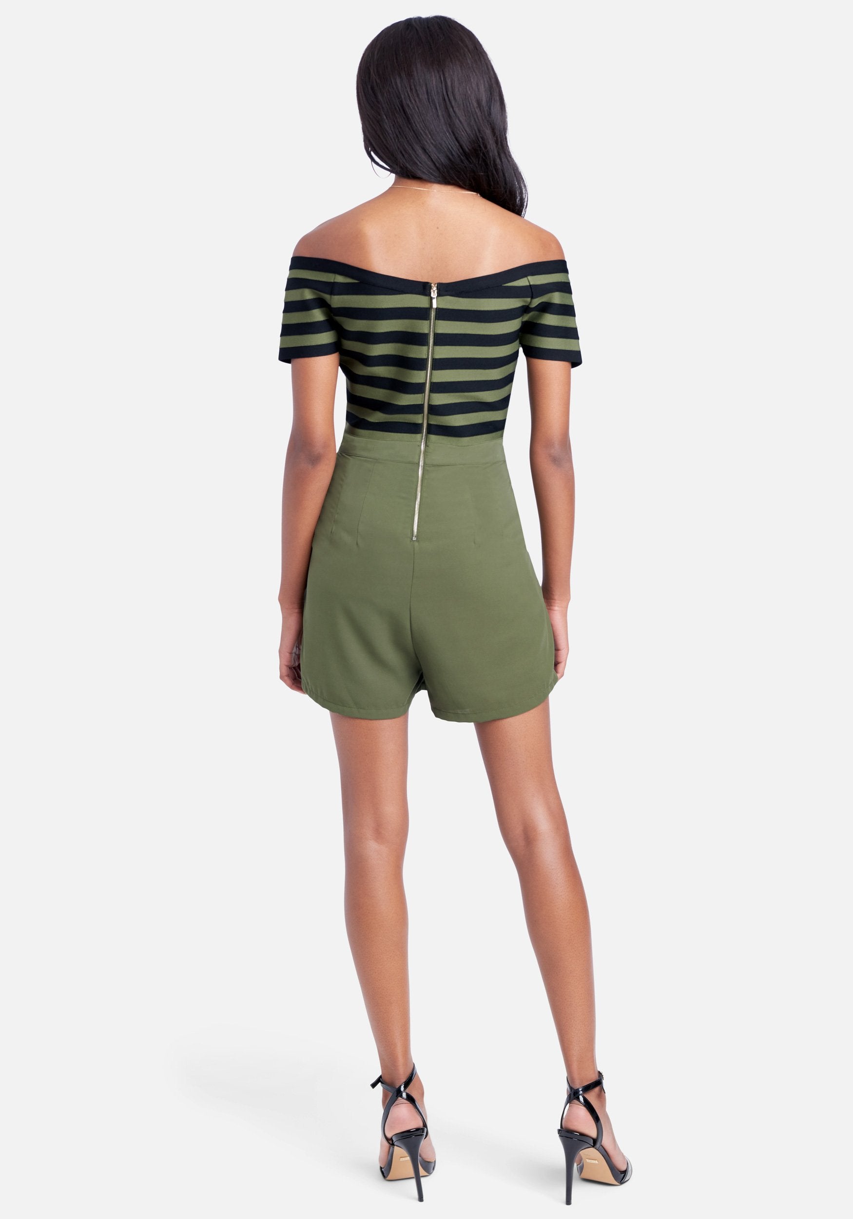 Off The Shoulder Stripe Romper