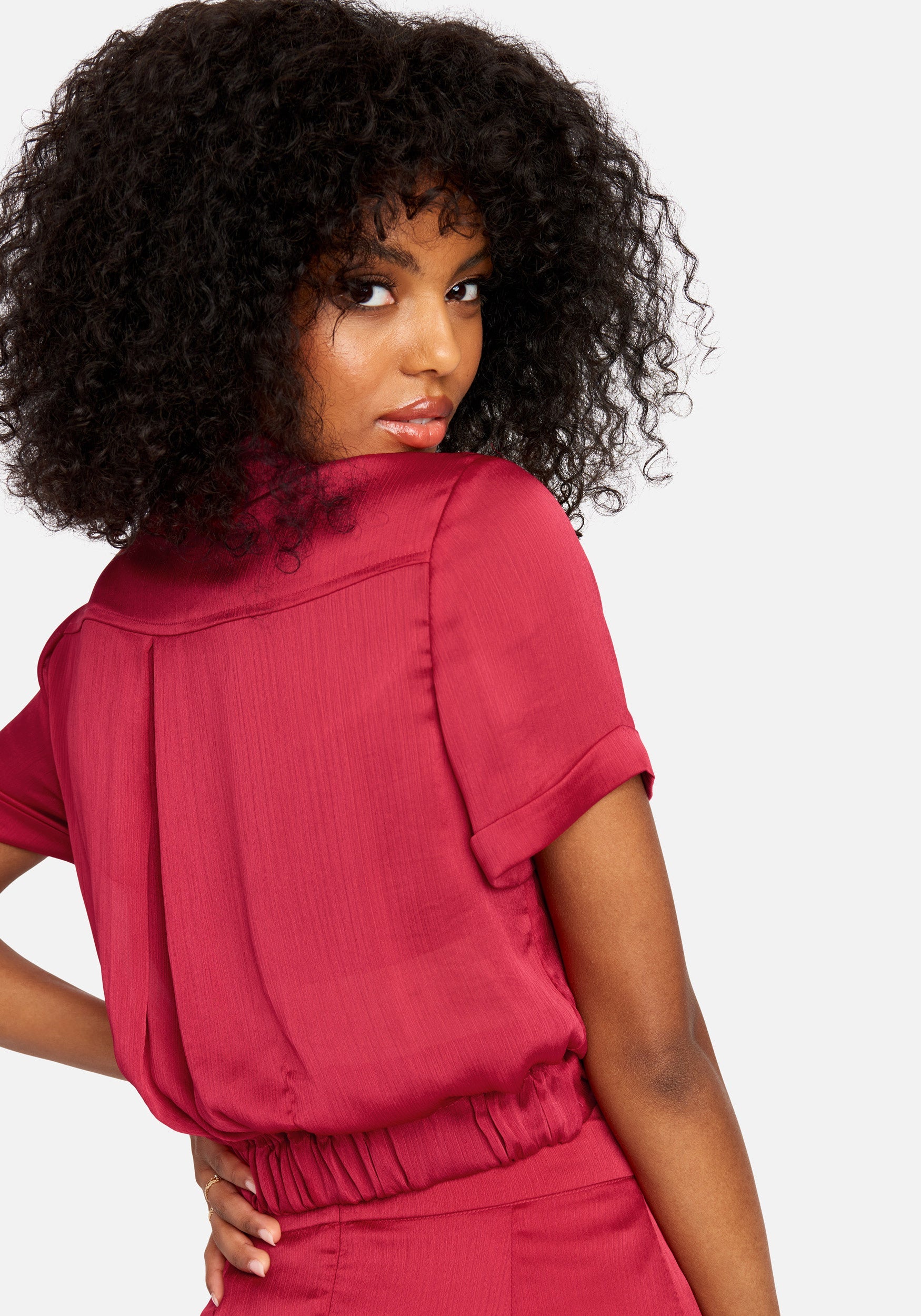 Yoryu Cross Front Johnny Collar Blouse