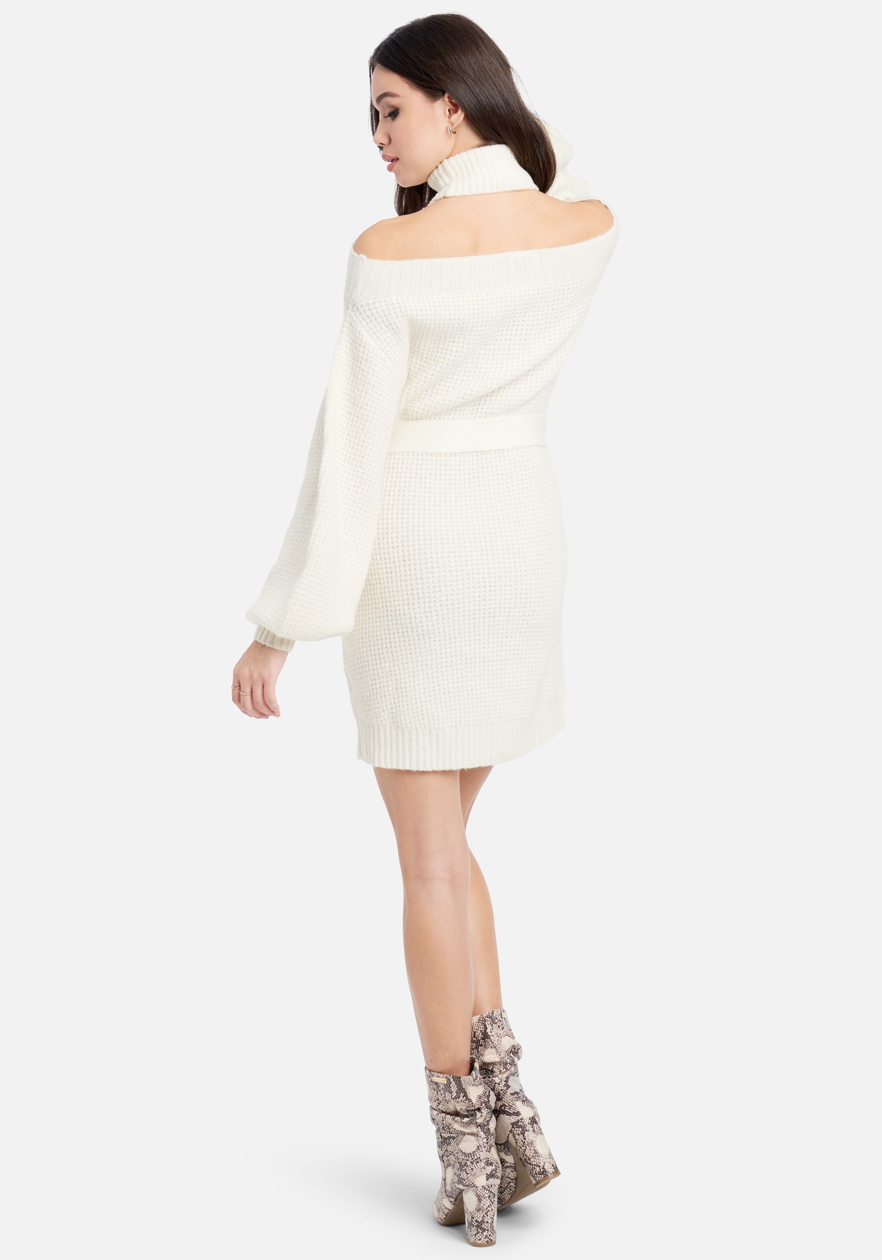 Cold Shoulder Halter Sweater Dress