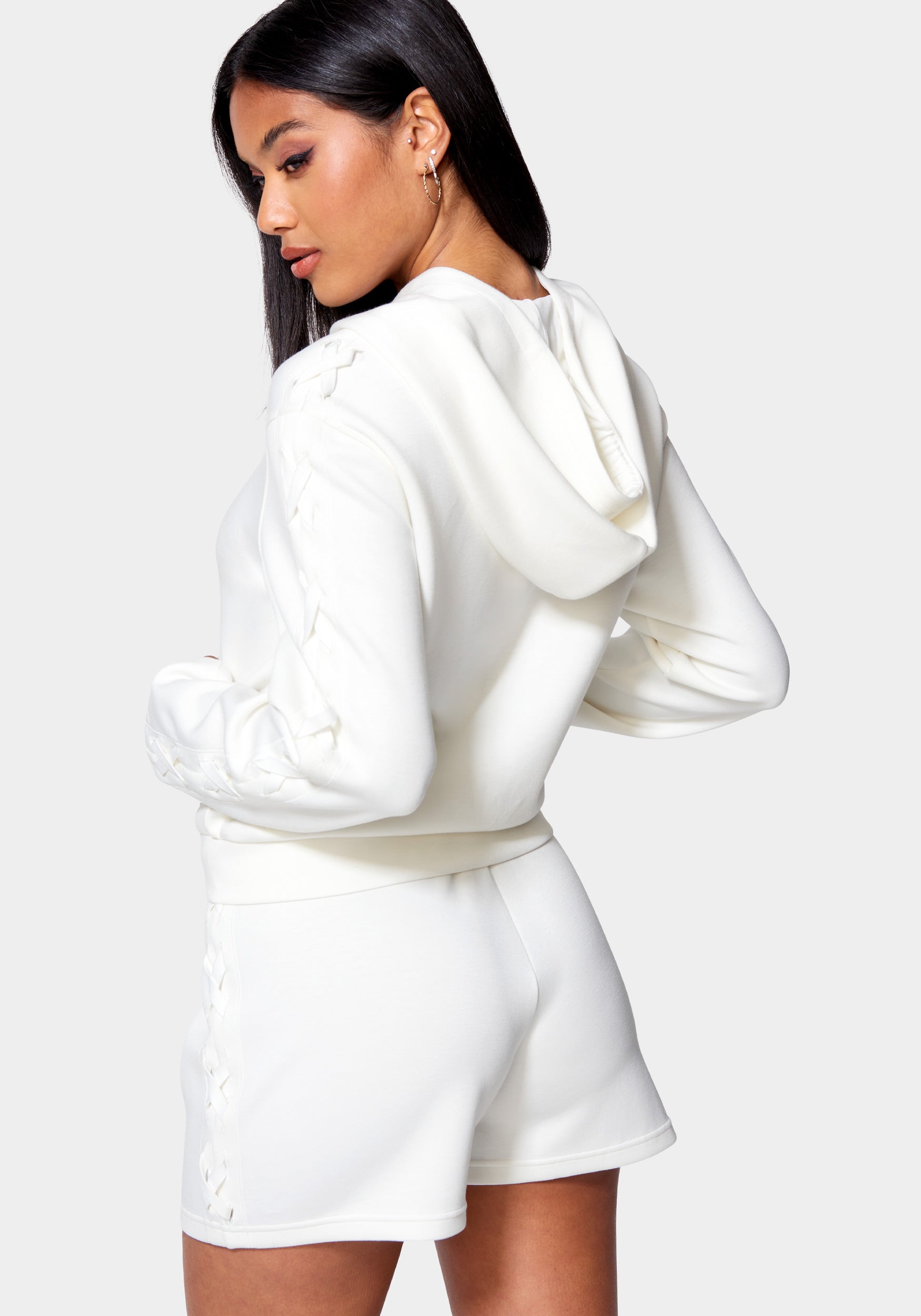 Scuba Lace Up Sleeve Detail Hoodie