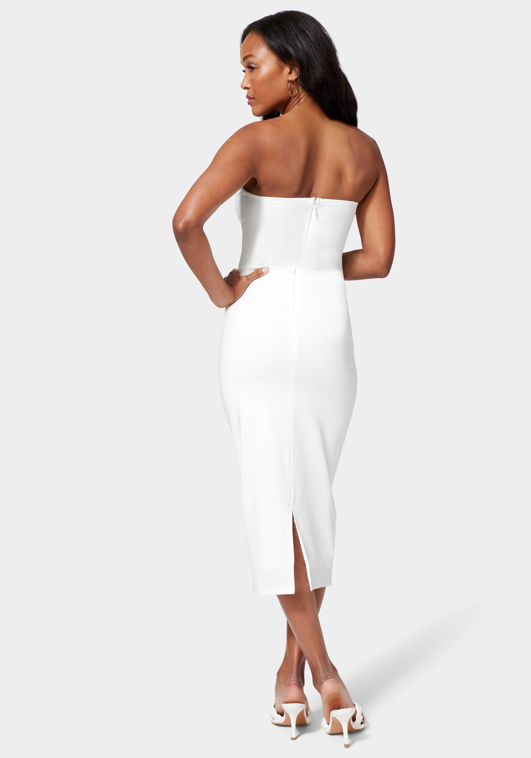 Strapless Front Cutout Midi Dress