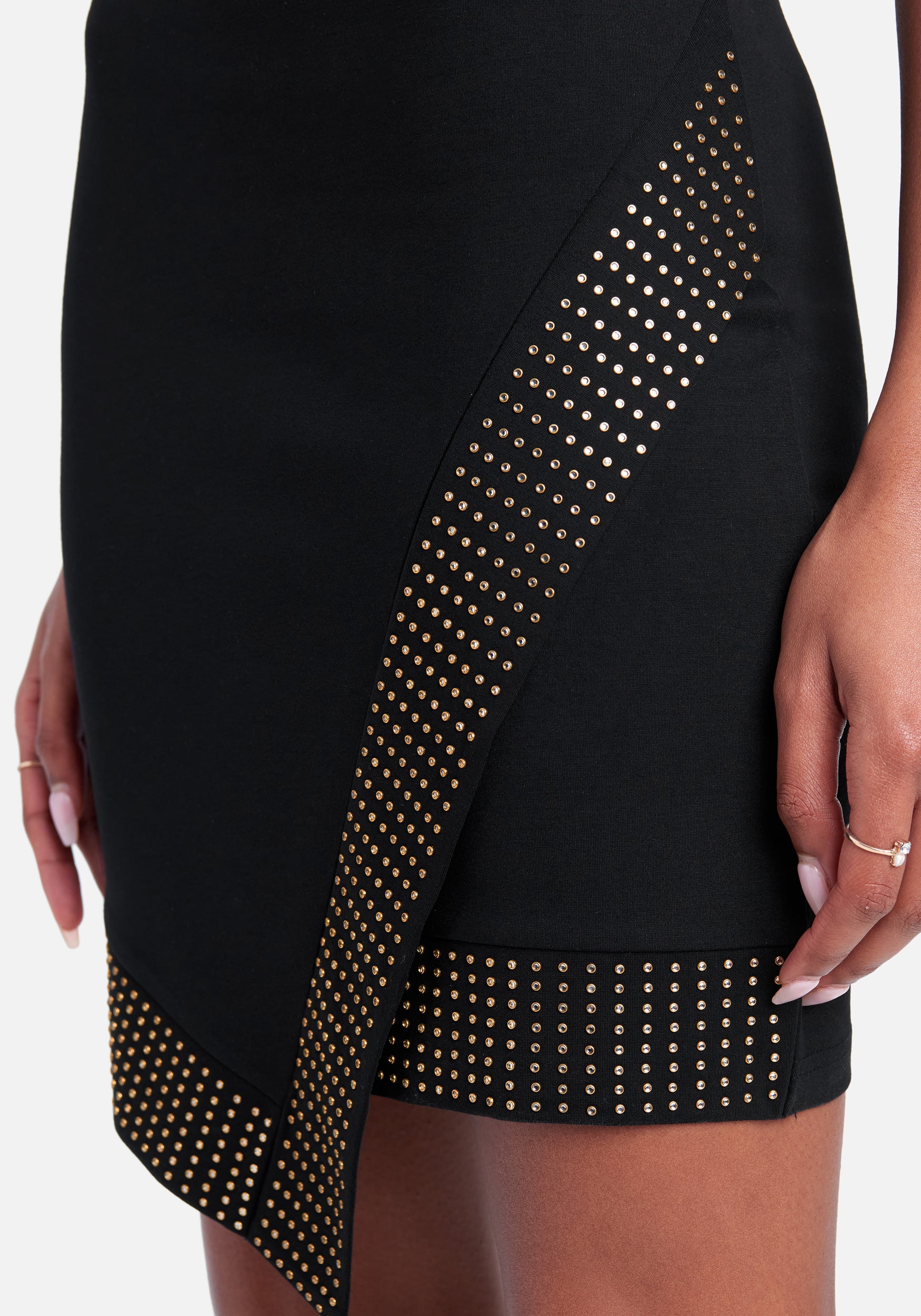 Asymmetrical Embellished Mini Dress