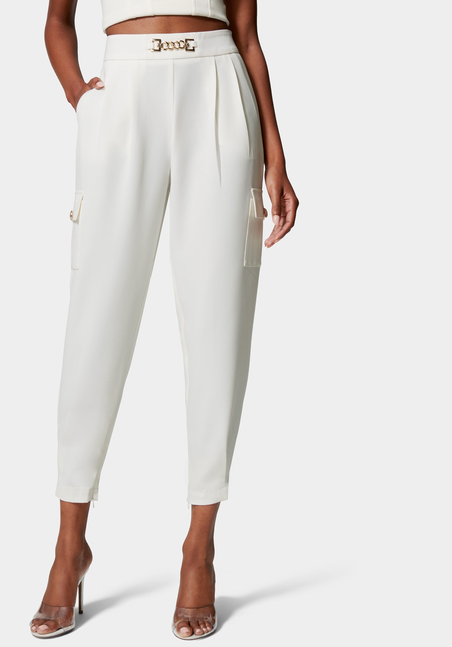 Belt Detail Jogger Style Crepe Pant