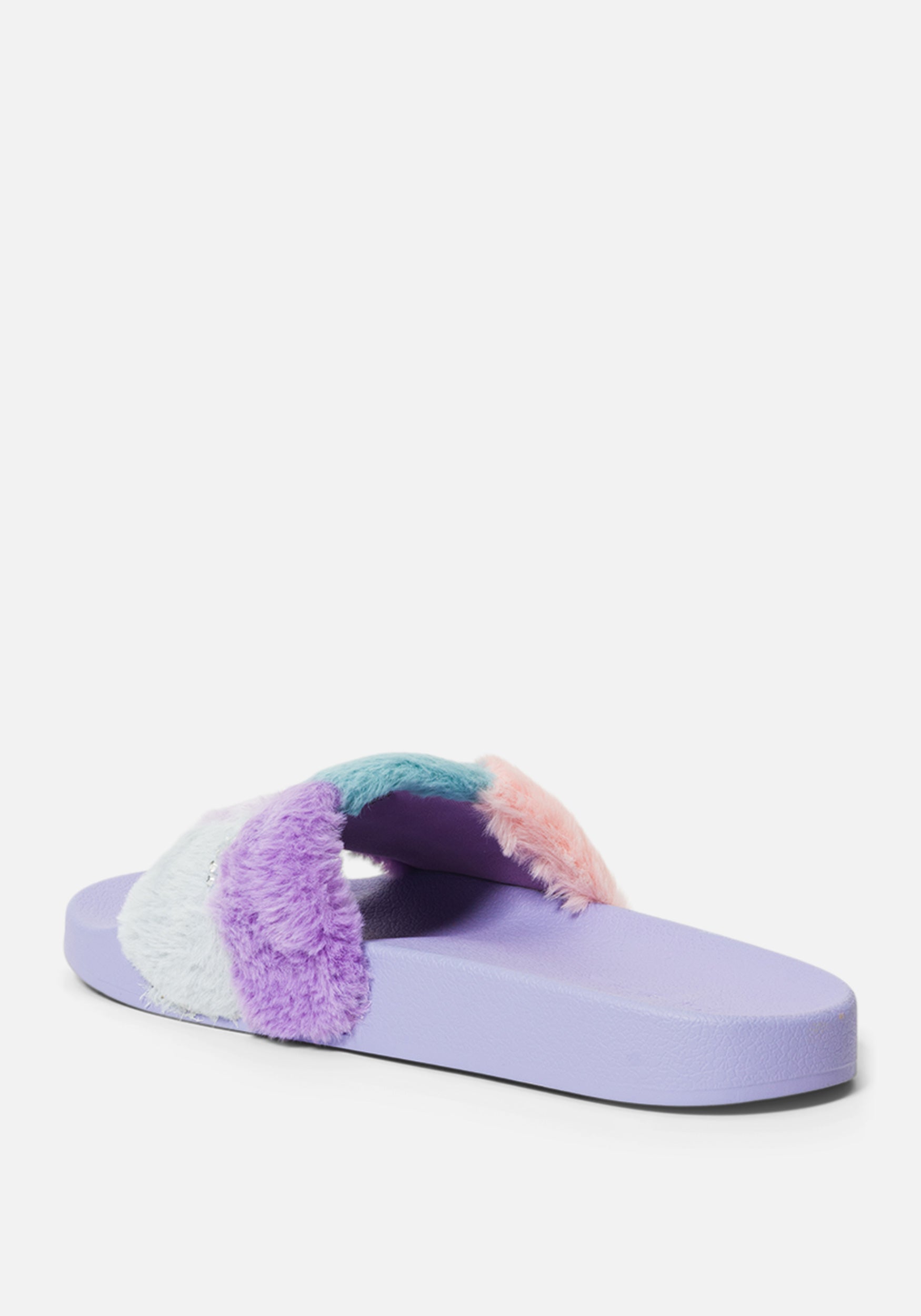 Fantasia Plaid Faux Fur Slides