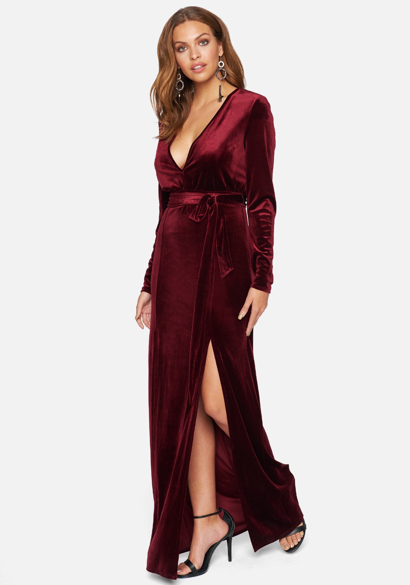 Velvet Double Slit Maxi Dress