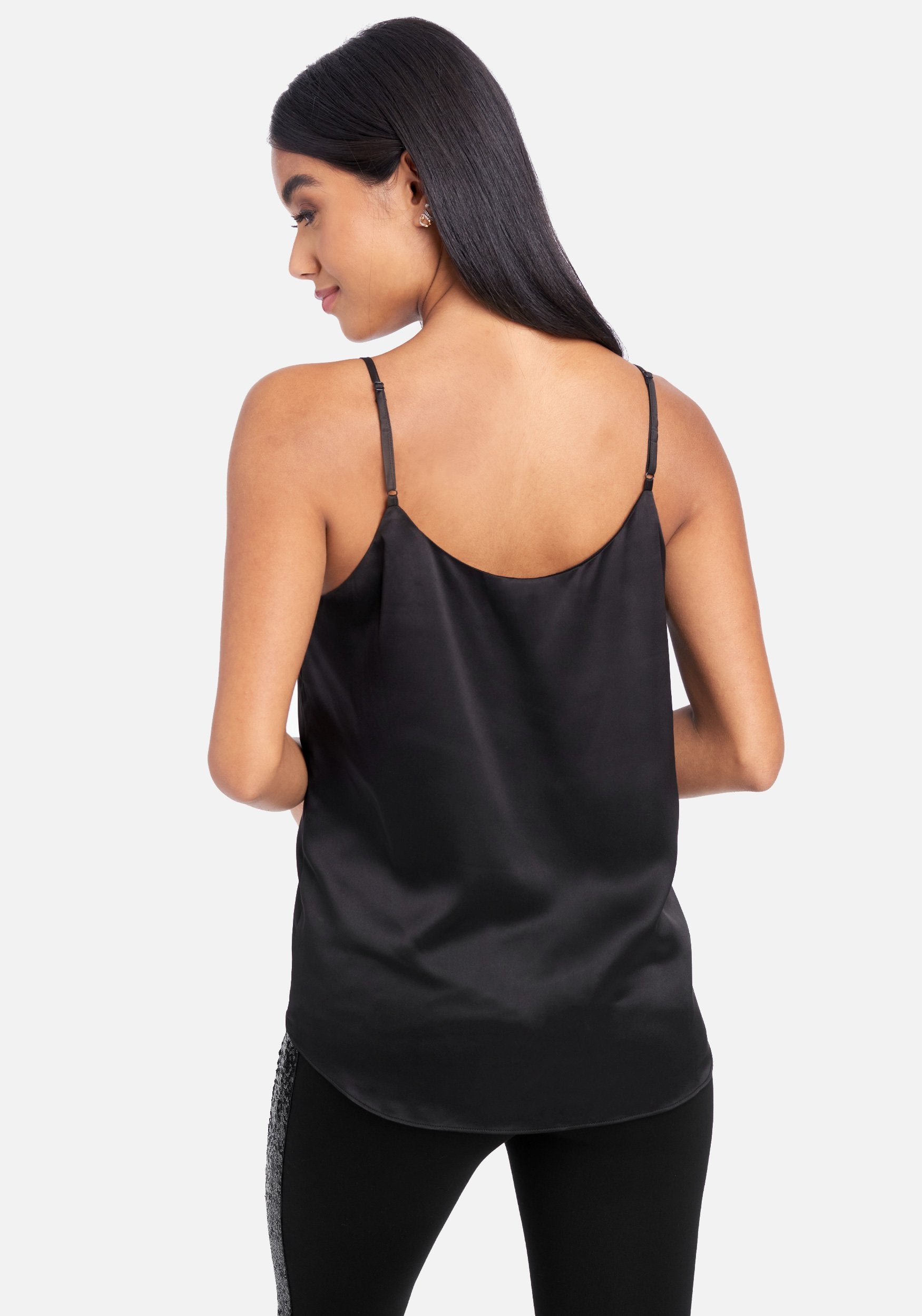 Mesh Detail Satin Cami