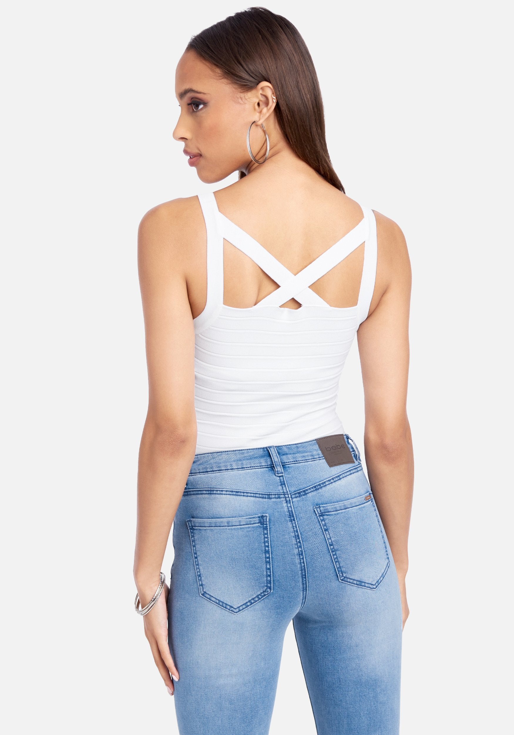 Cross Front And Back Bustier Sweater Top