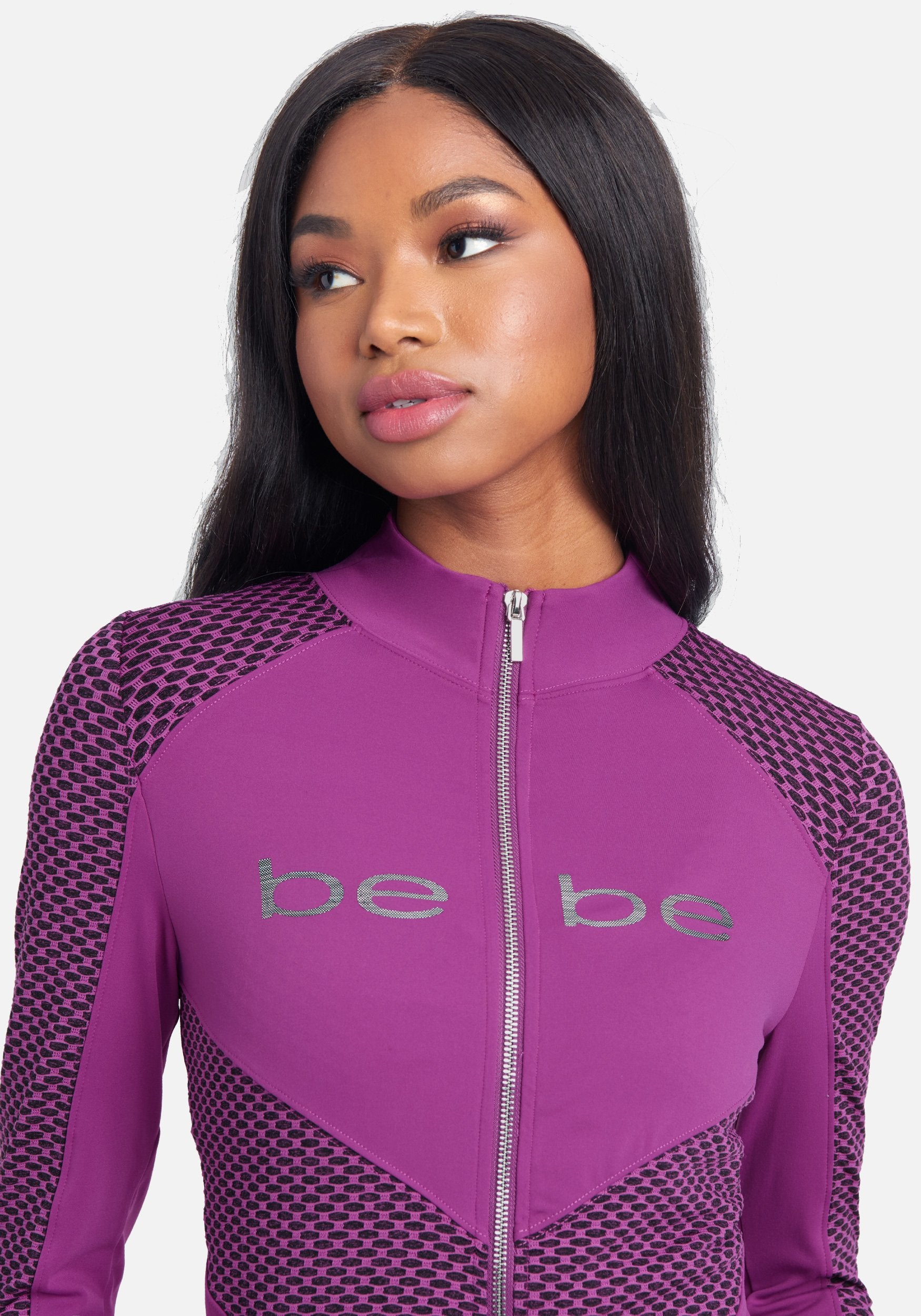 Holographic Bebe Logo 2 Tone Jacket