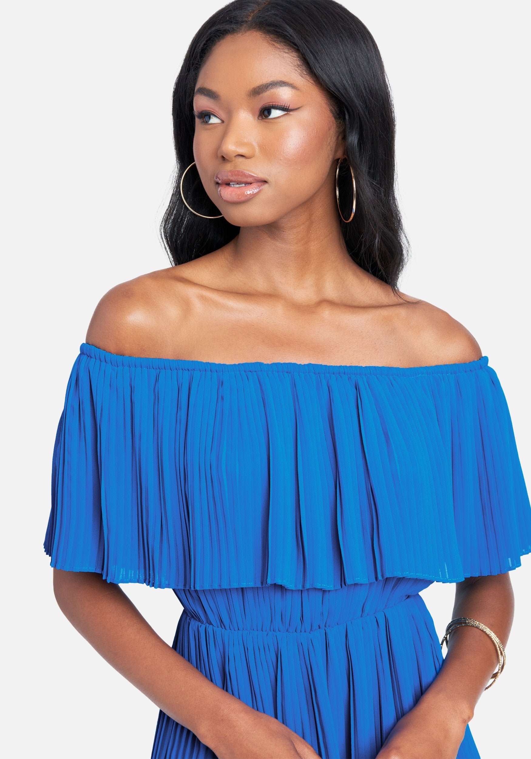 Tiered Off Shoulder Midi Dress