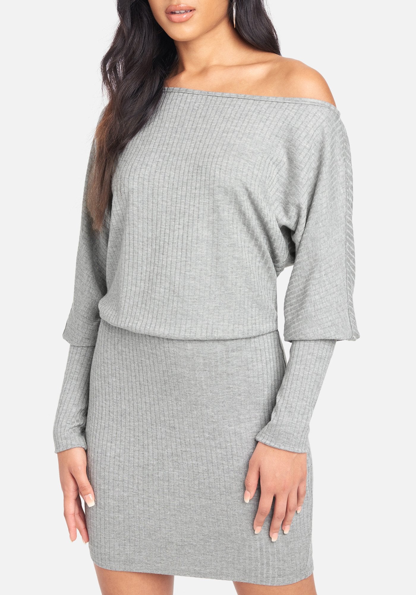 Off Shoulder Rib Dress