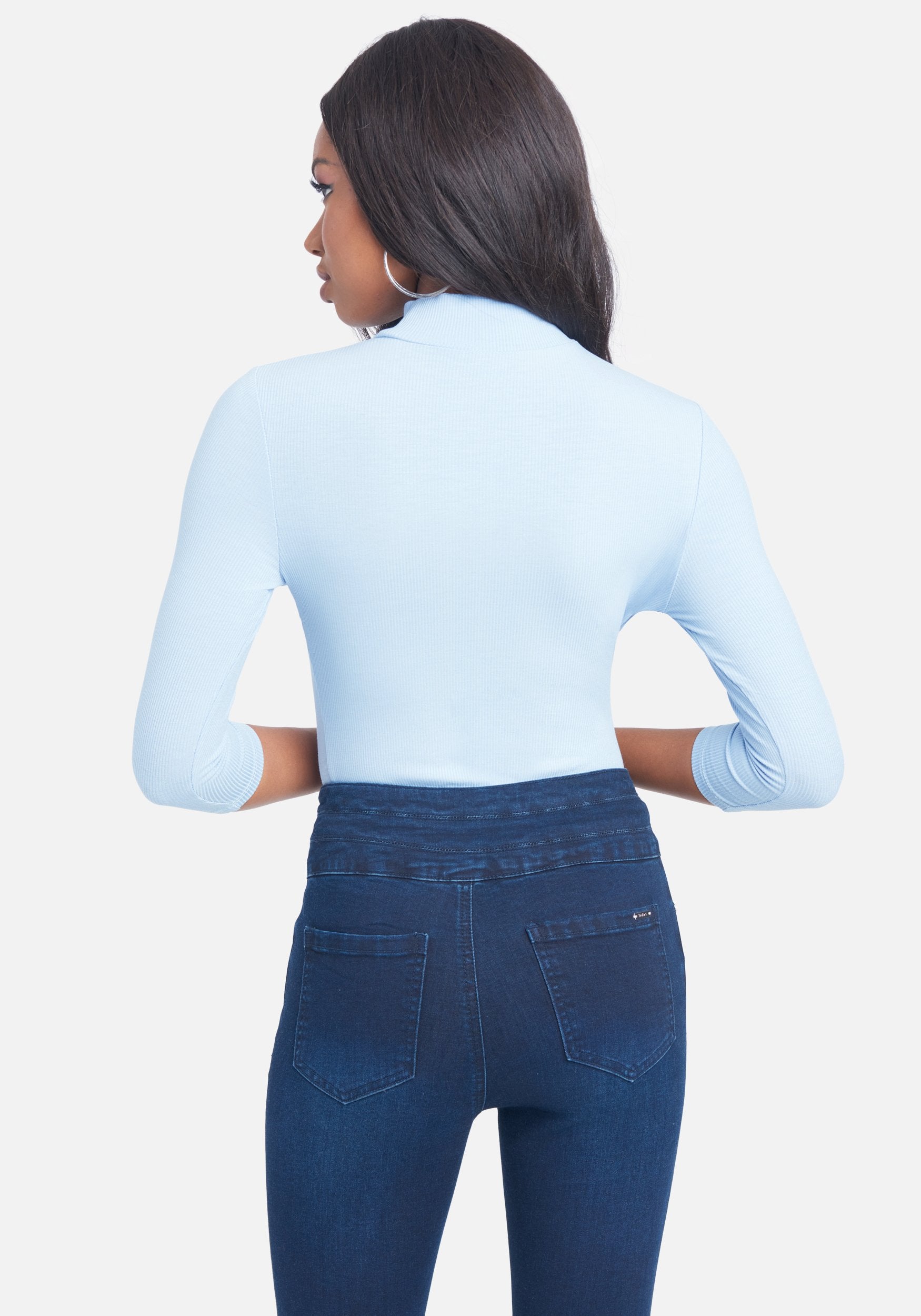 Crystal Logo Mock Neck 3/4 Sleeve Tee