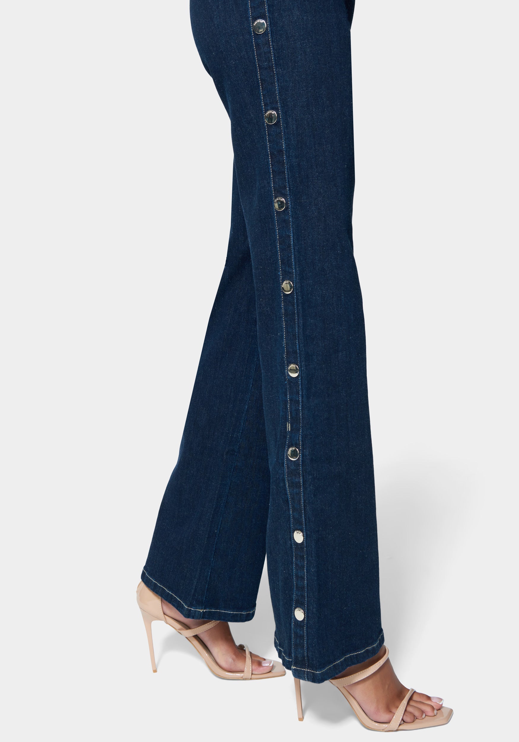 Wide Leg Side Snap Denim Jumpsuit