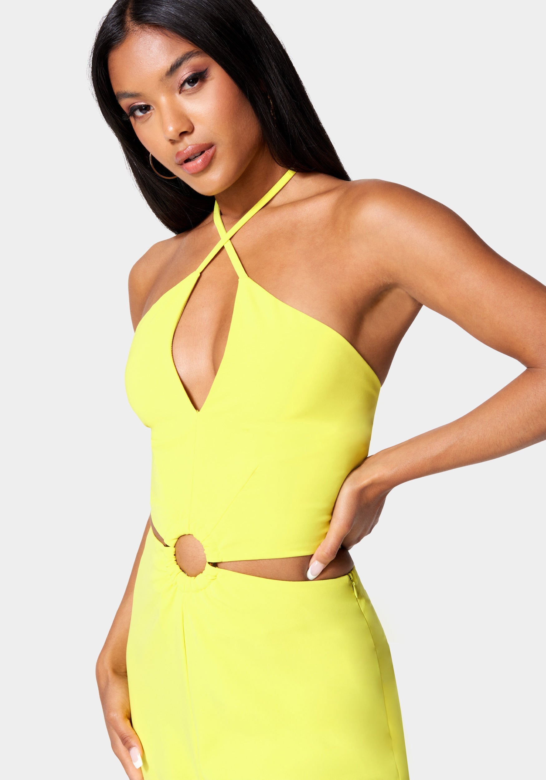 Halter Ring Detail Cut Out Wide Leg Jumpsuit