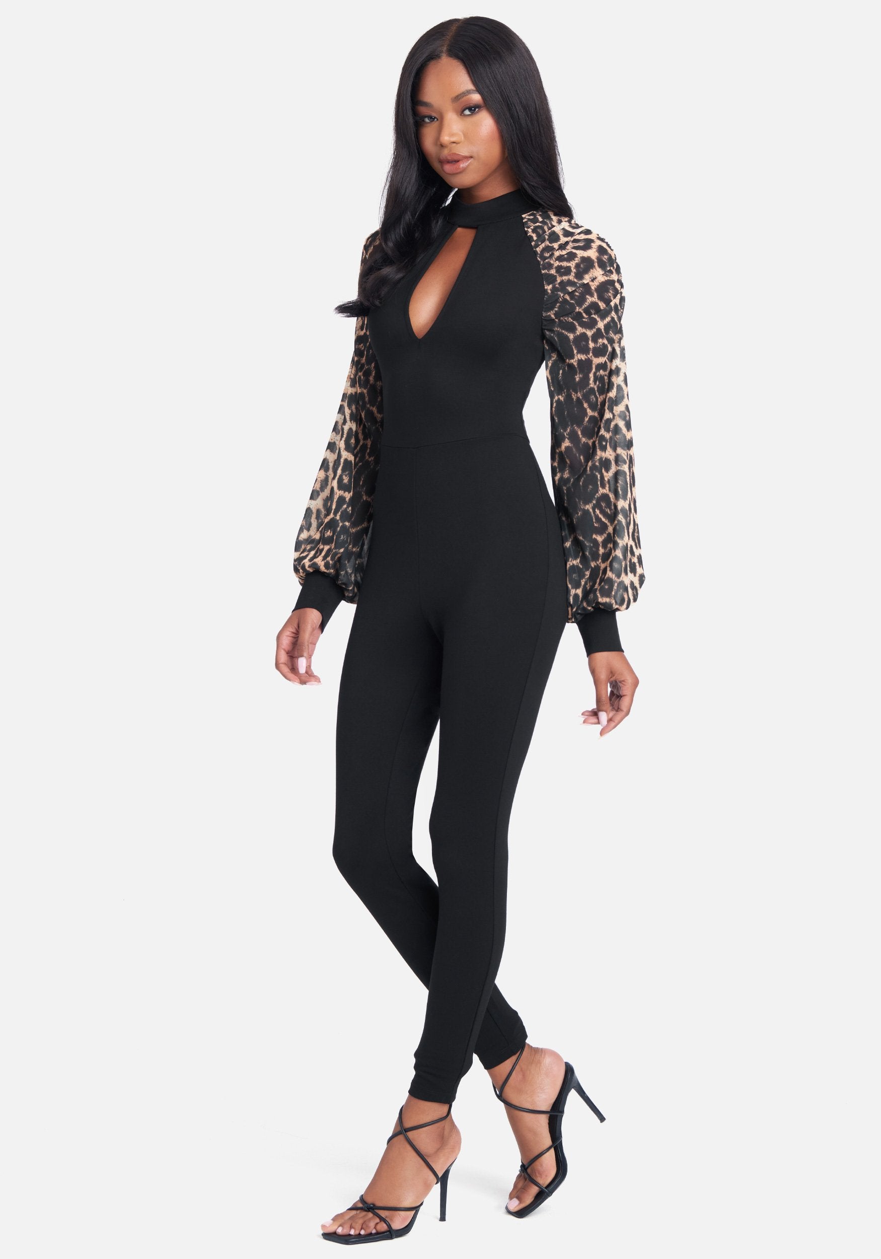 Printed Puff Sleeve Catsuit