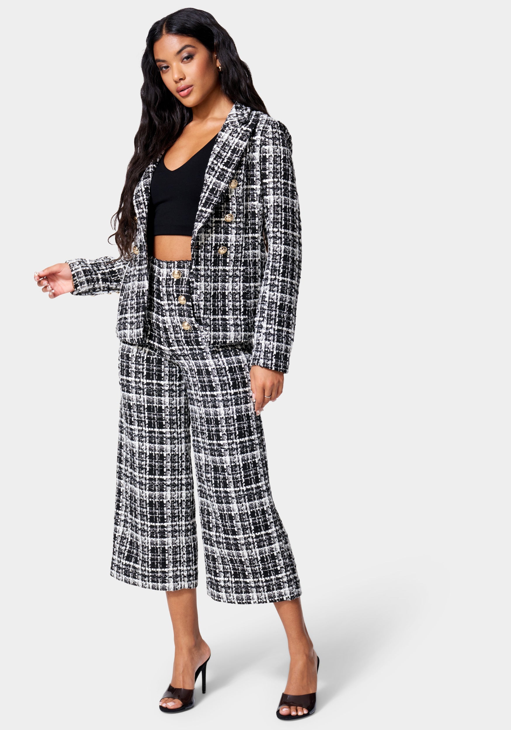 Double Beasted Tailored Boucle Jacket
