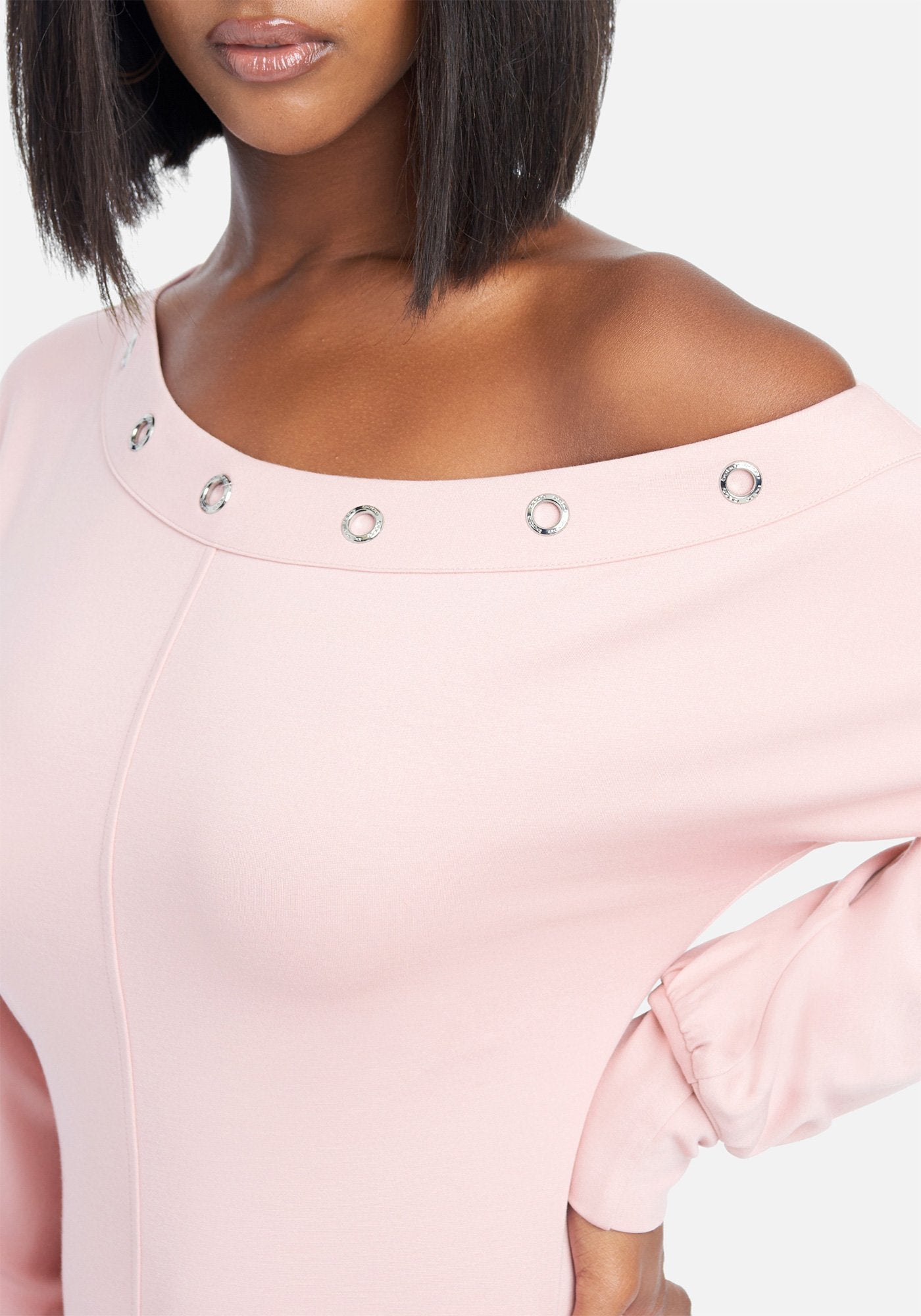 Off Shoudler Button Detail Dress