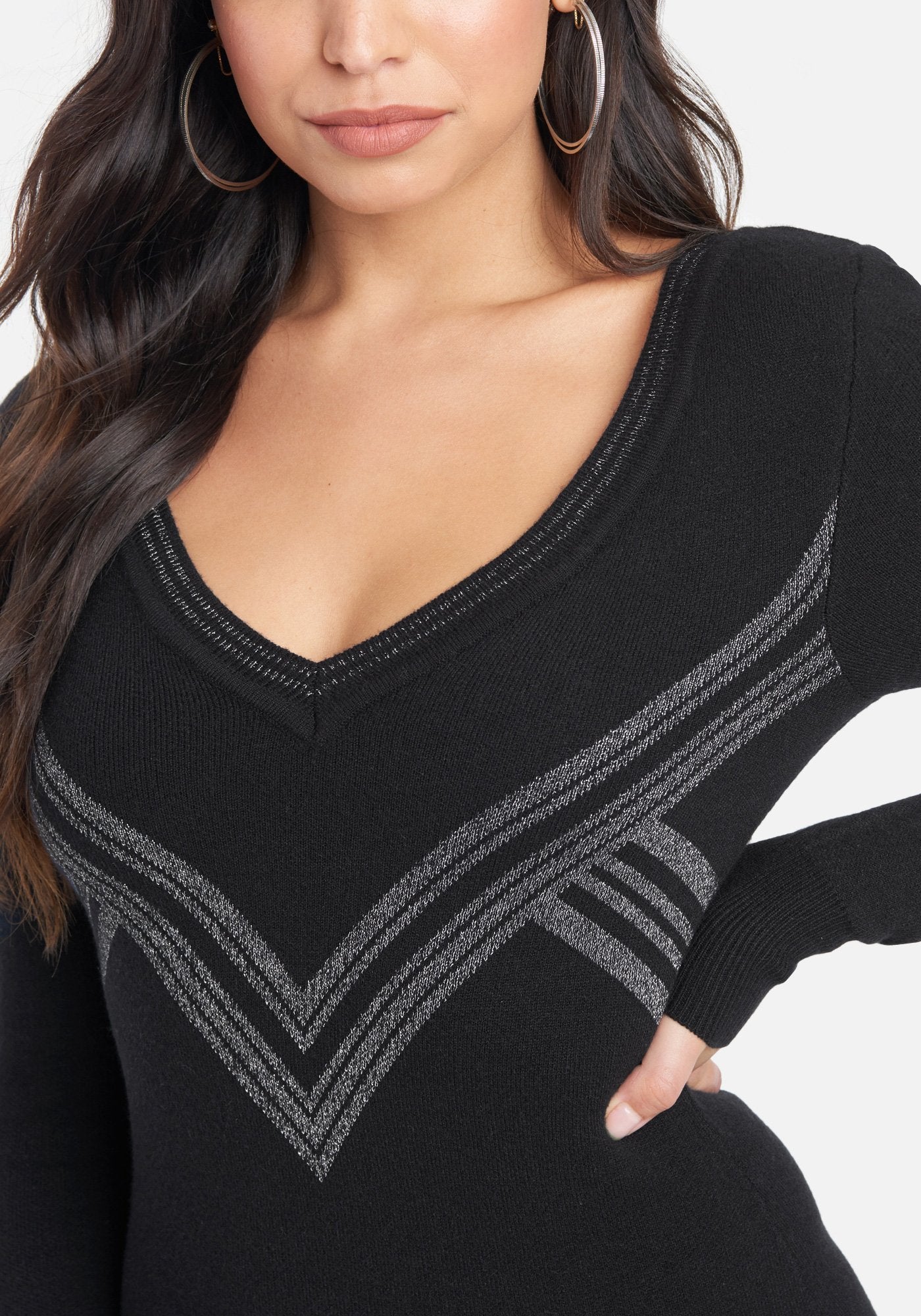 Metallic Jacquard Sweater Dress