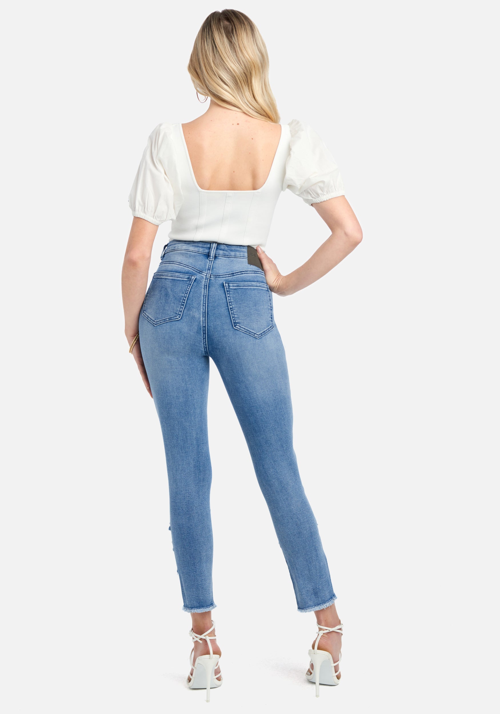 Embellished Hem Slim Leg Jeans