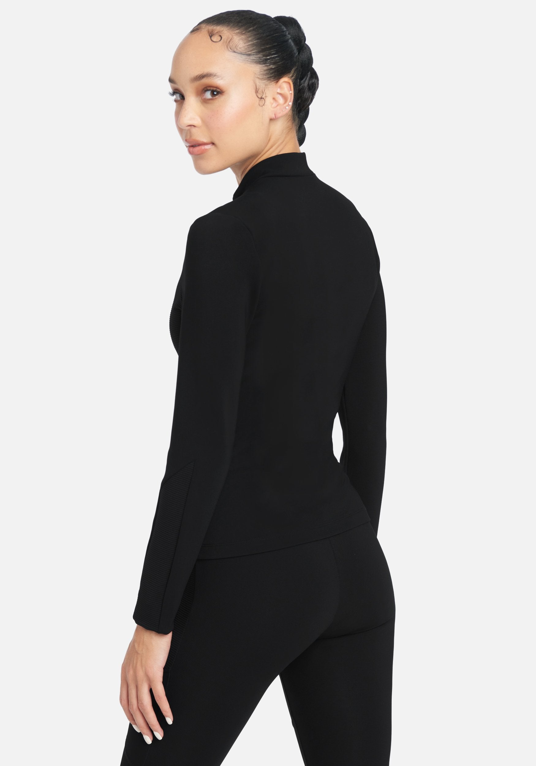 Bebe Logo Ottoman Knit Zip Up Jacket