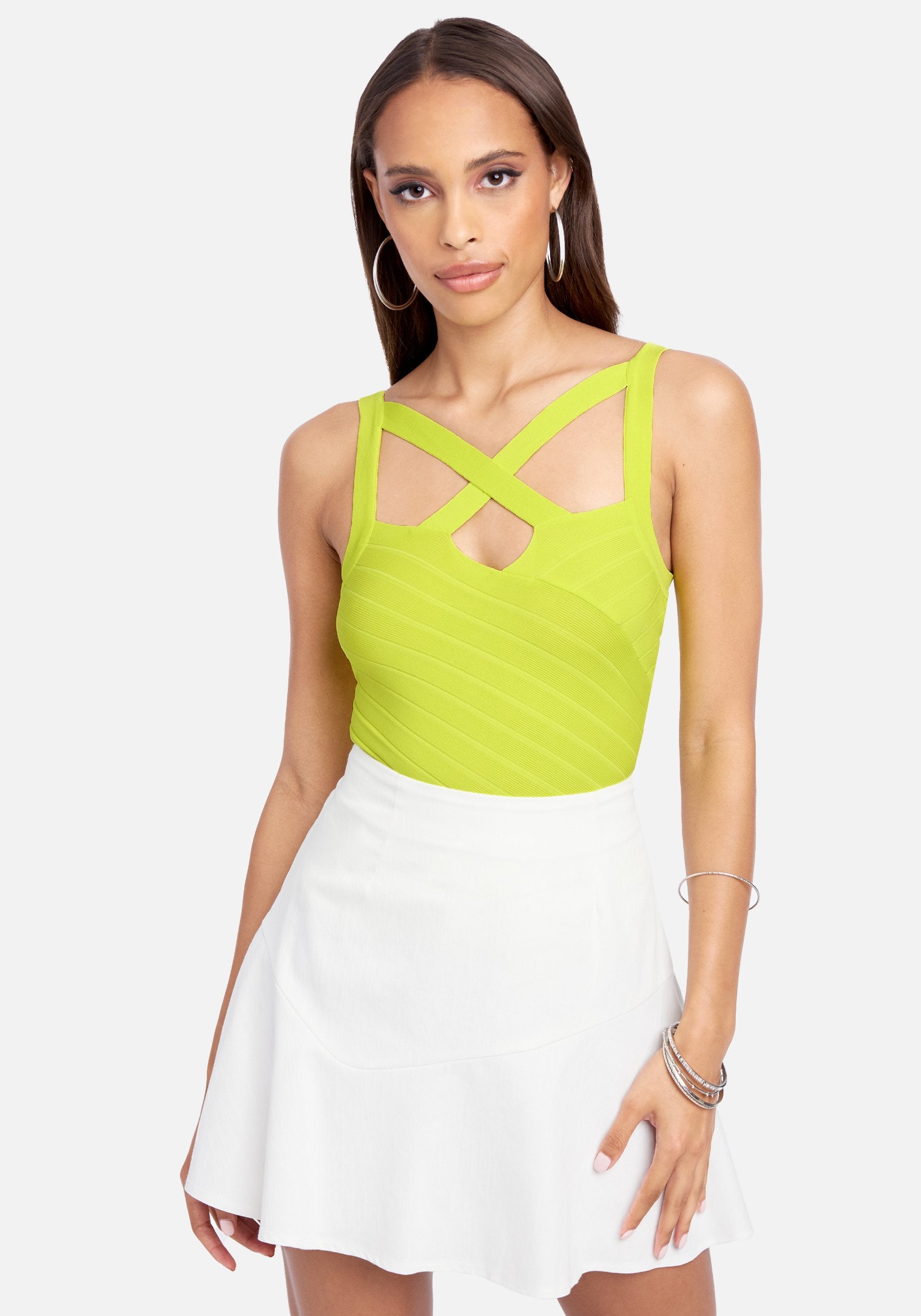 Cross Front And Back Bustier Sweater Top