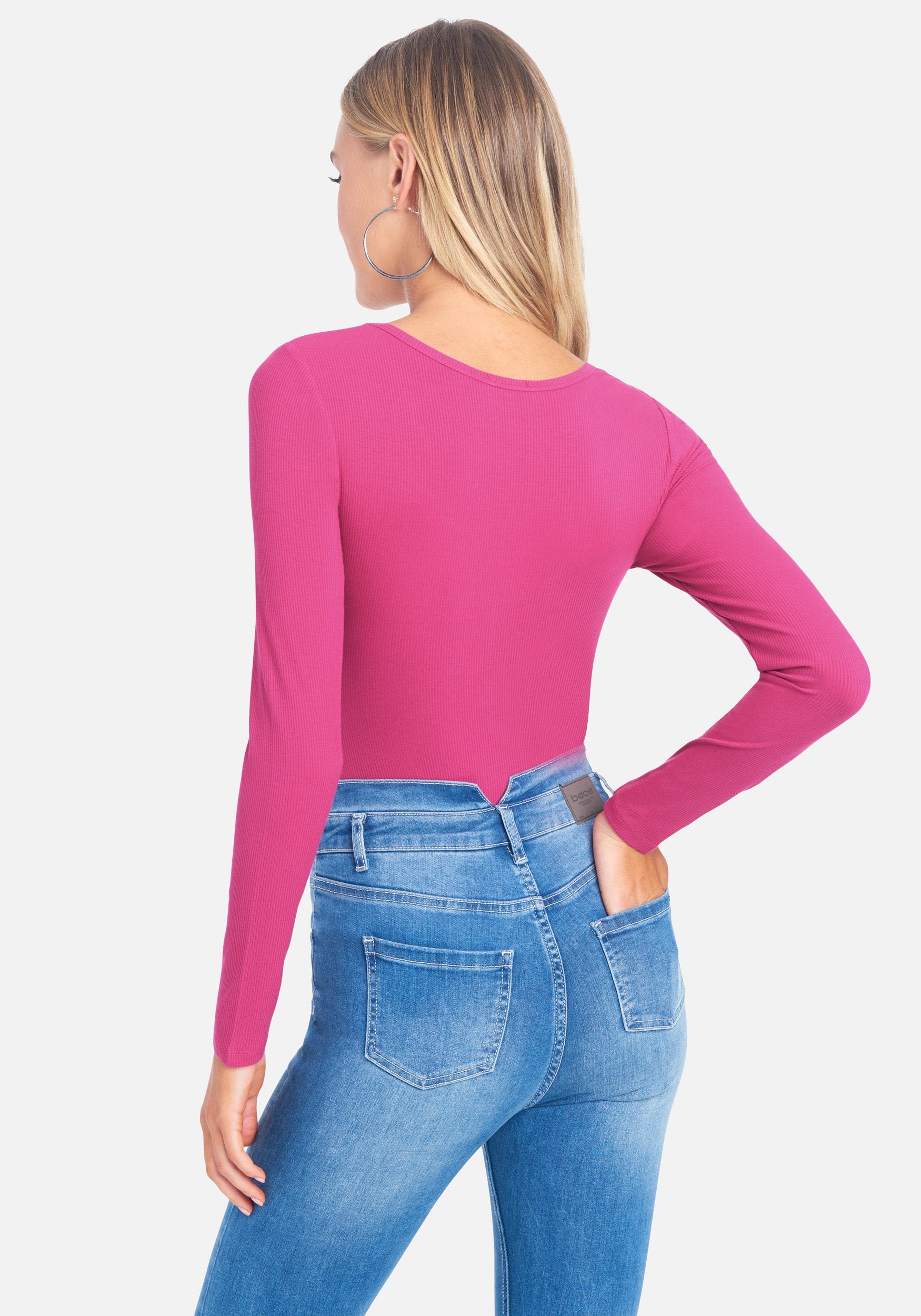 Crystal Logo V-Neck Long Sleeve Tee