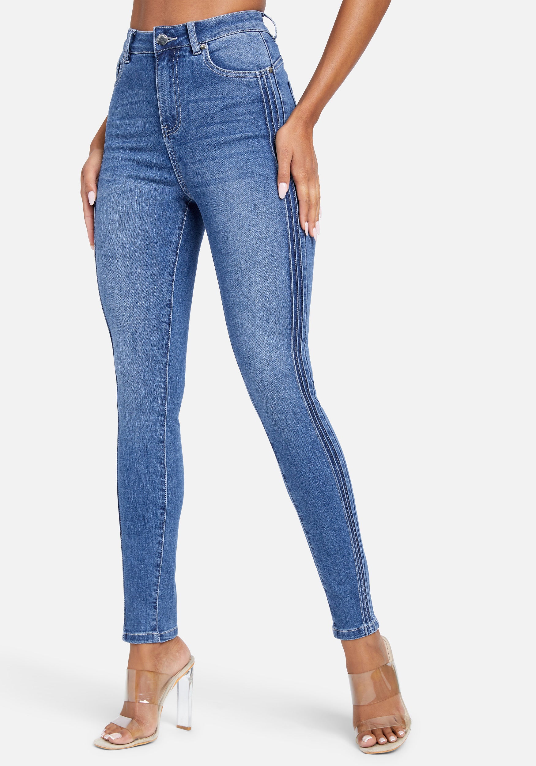 High Waist Skinny Side Tucking Ankle Jean