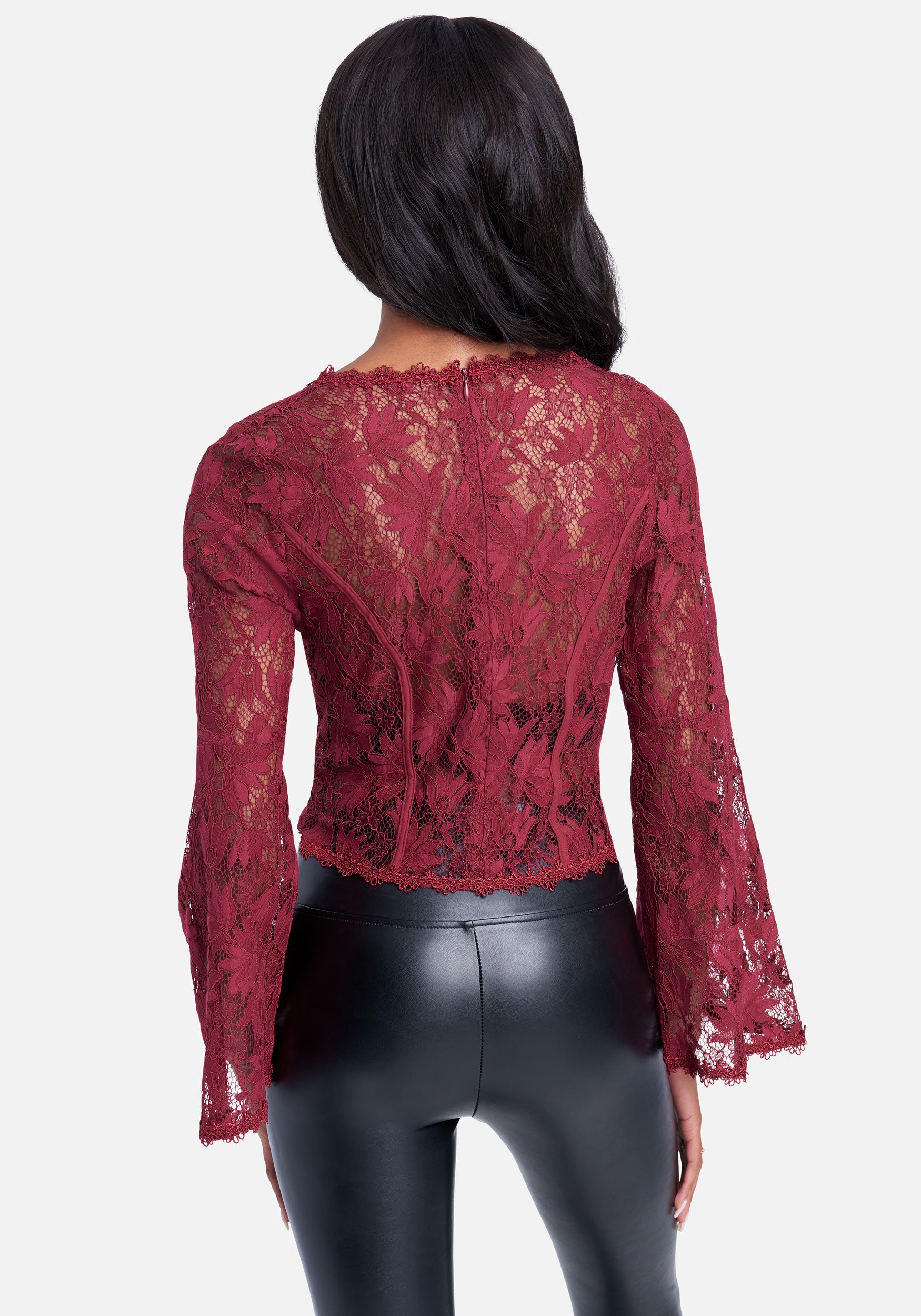 Flared Sleeve Lace Top