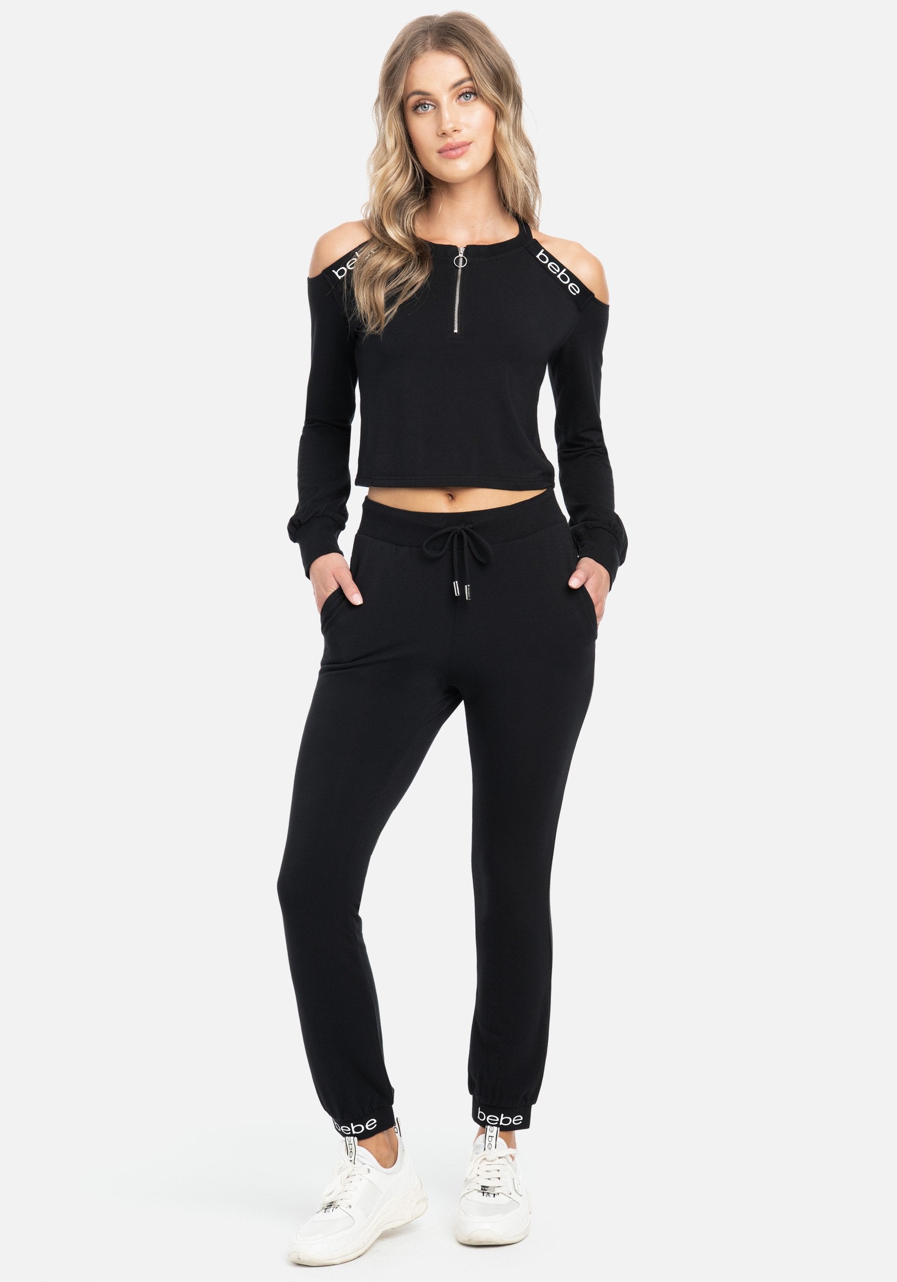 Bebe Logo French Terry Crop Top