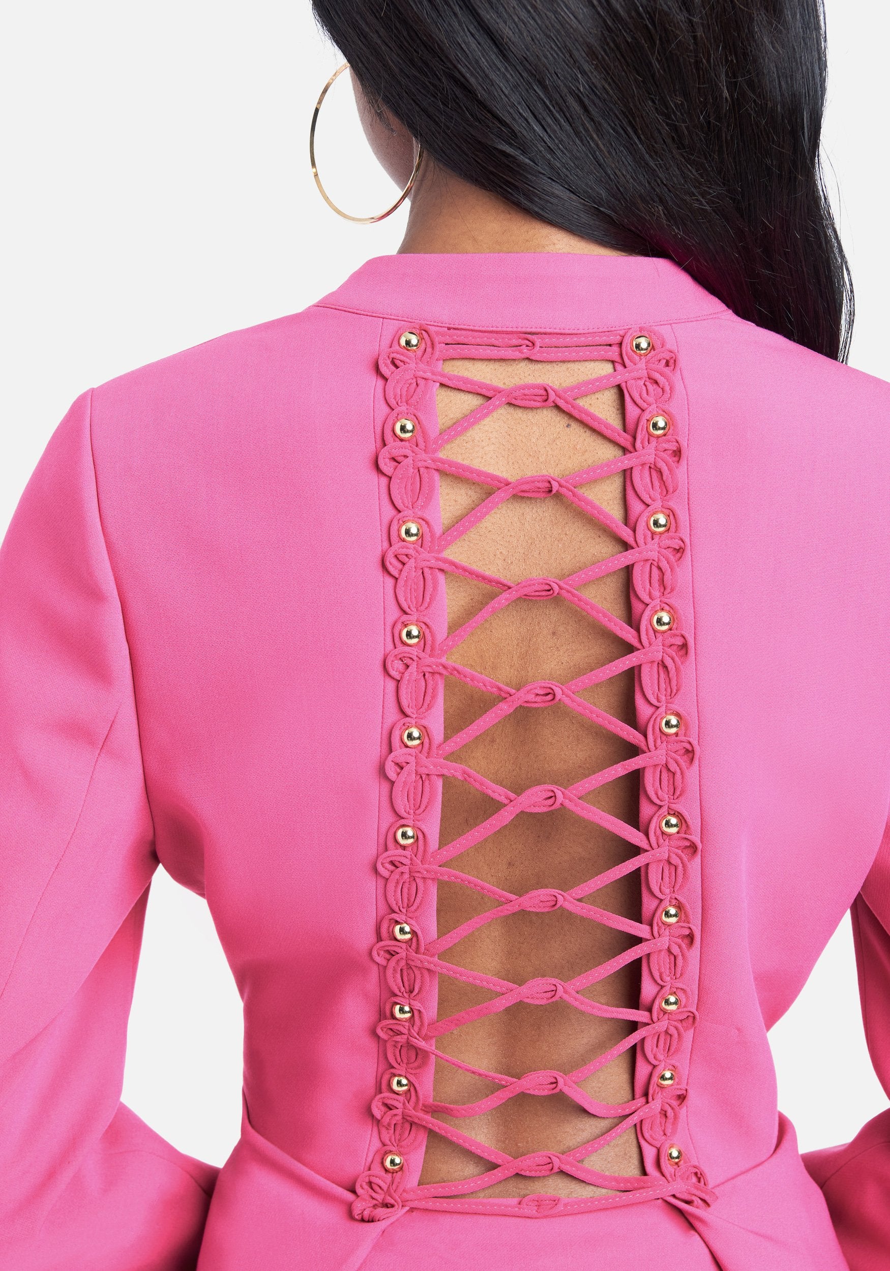 Stretch Twill Lace Up Back Detail Jacket