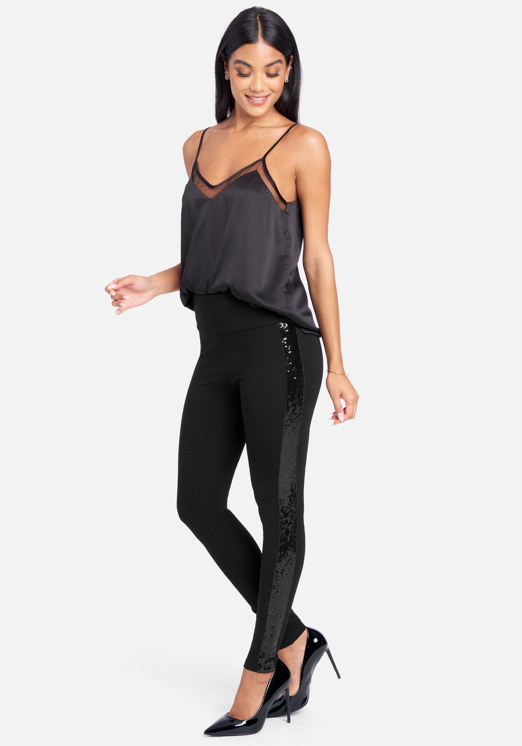 Mesh Detail Satin Cami