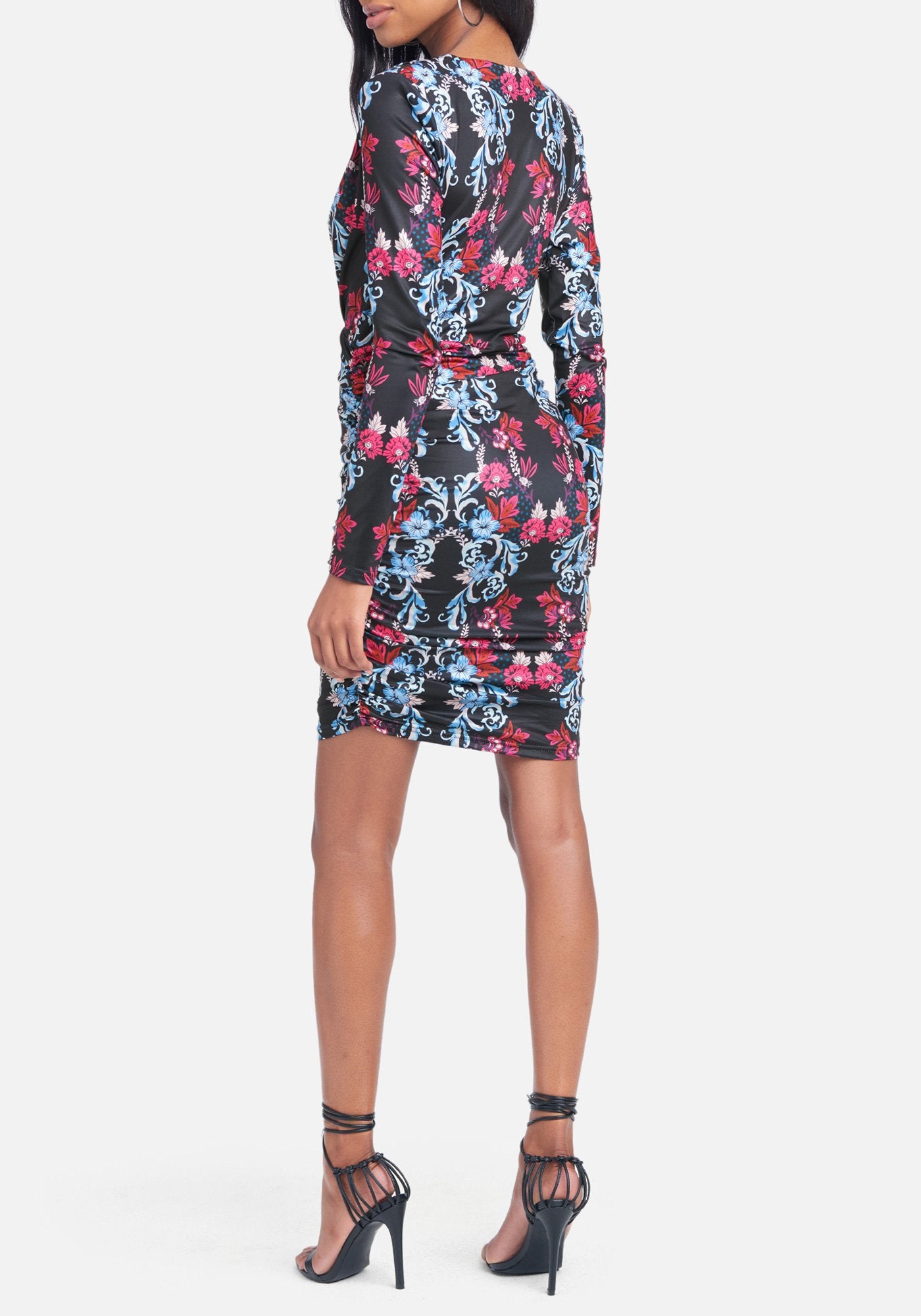 Printed V-Neck Mini Dress