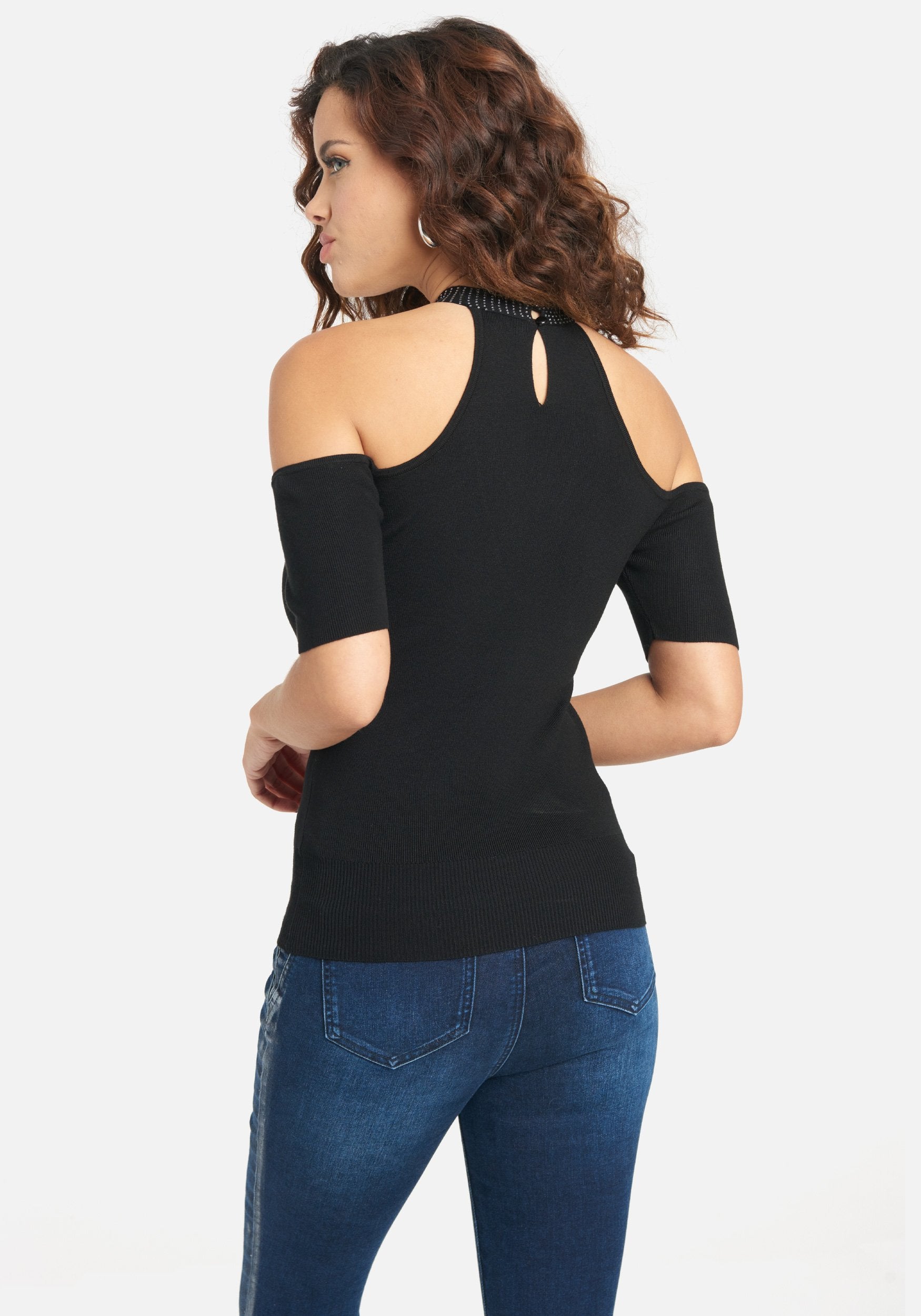 Front Keyhole Stud Sweater