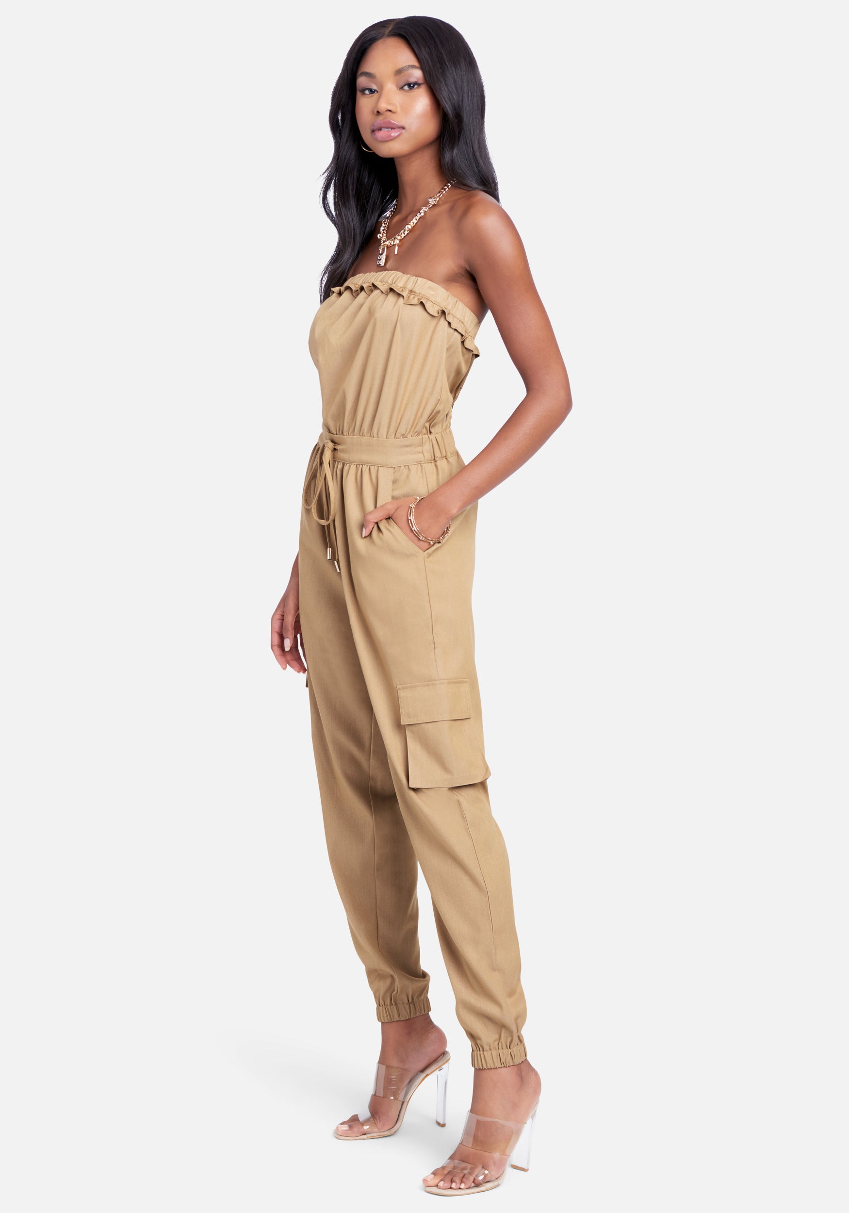 Strapless Cargo Pocket Jumpsuit