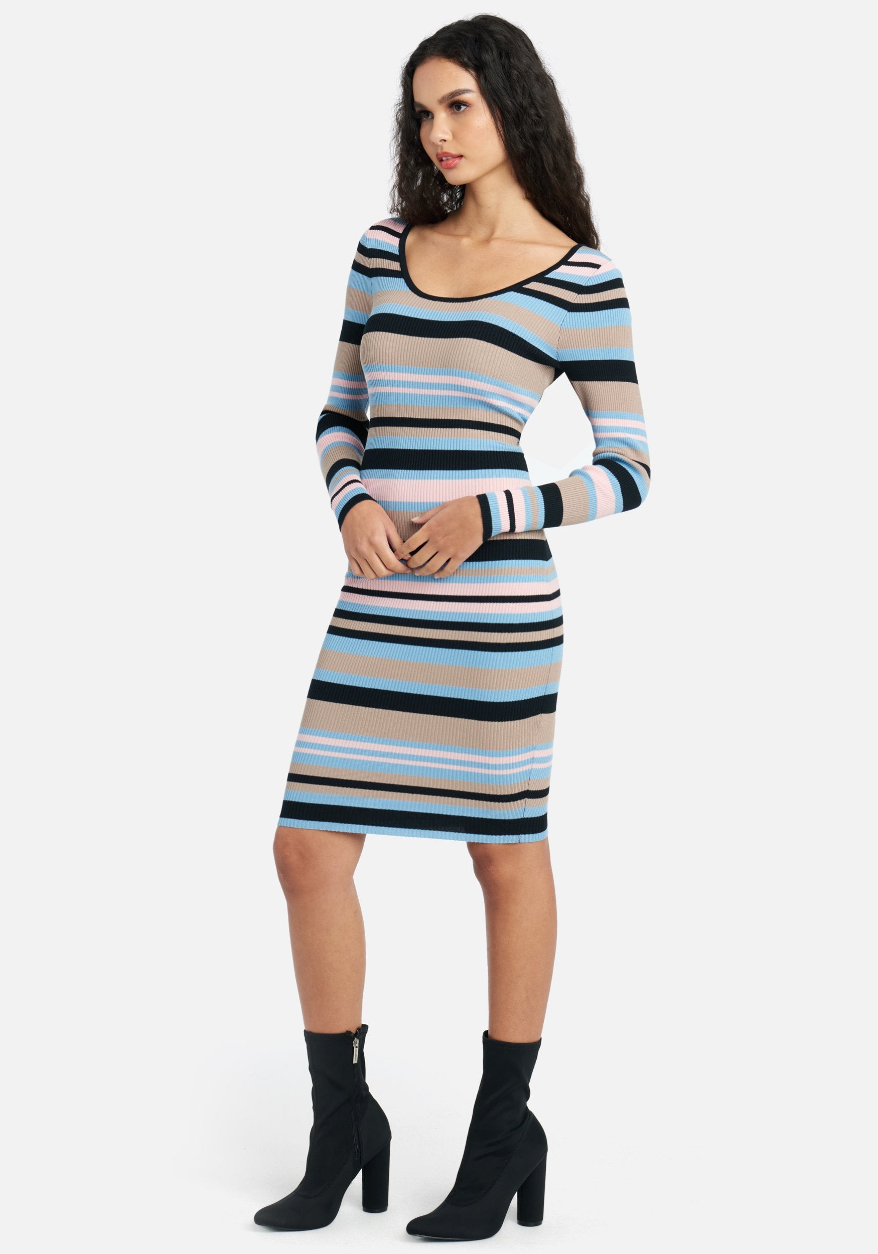 Long Sleeve Striped Sweater Dress