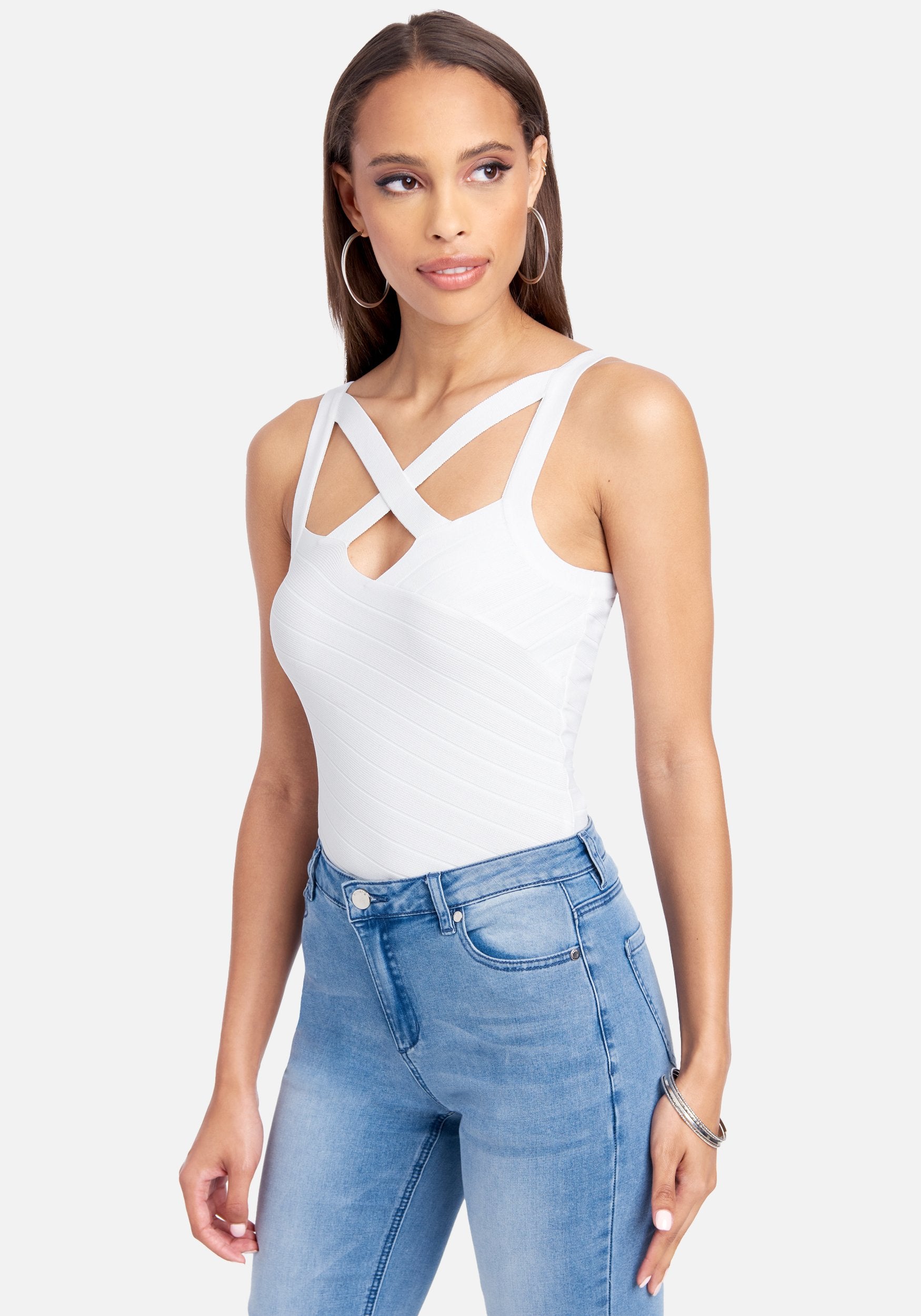 Cross Front And Back Bustier Sweater Top