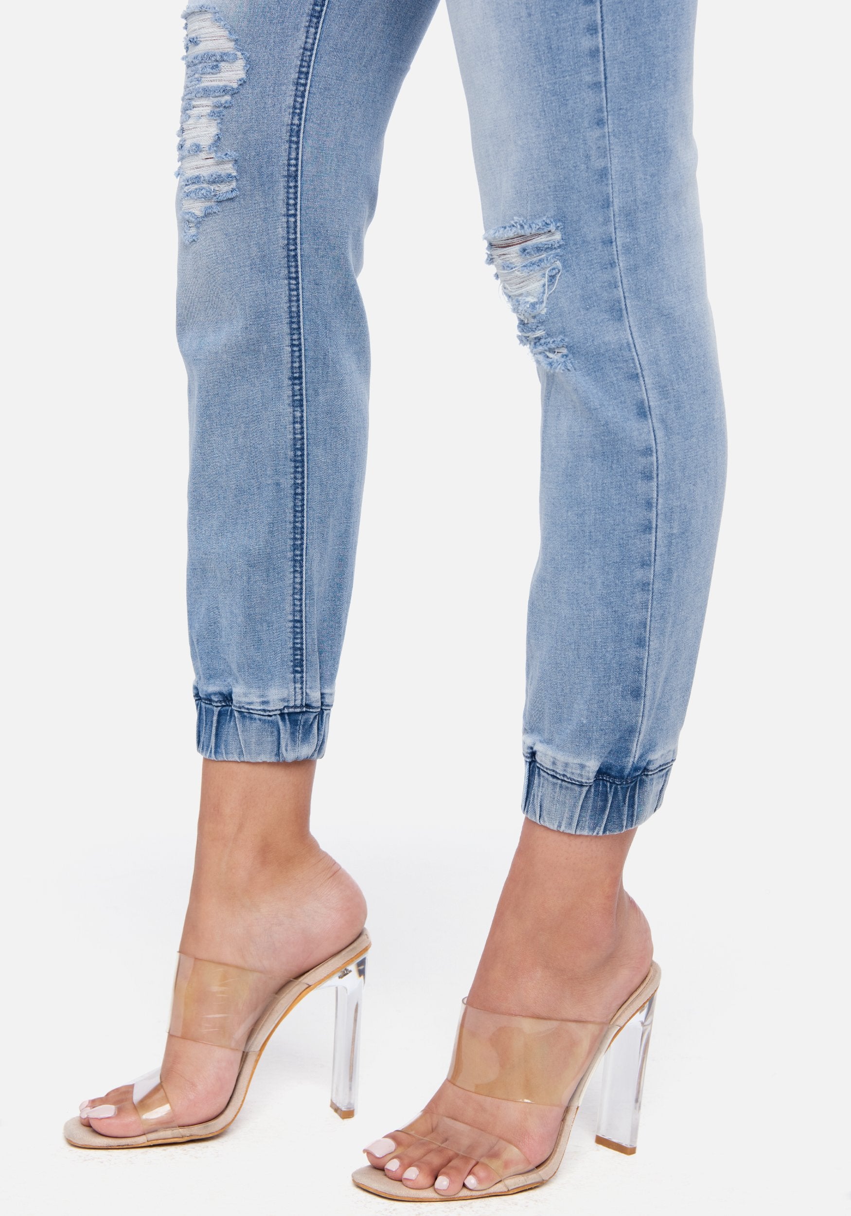 Distressed Denim Joggers