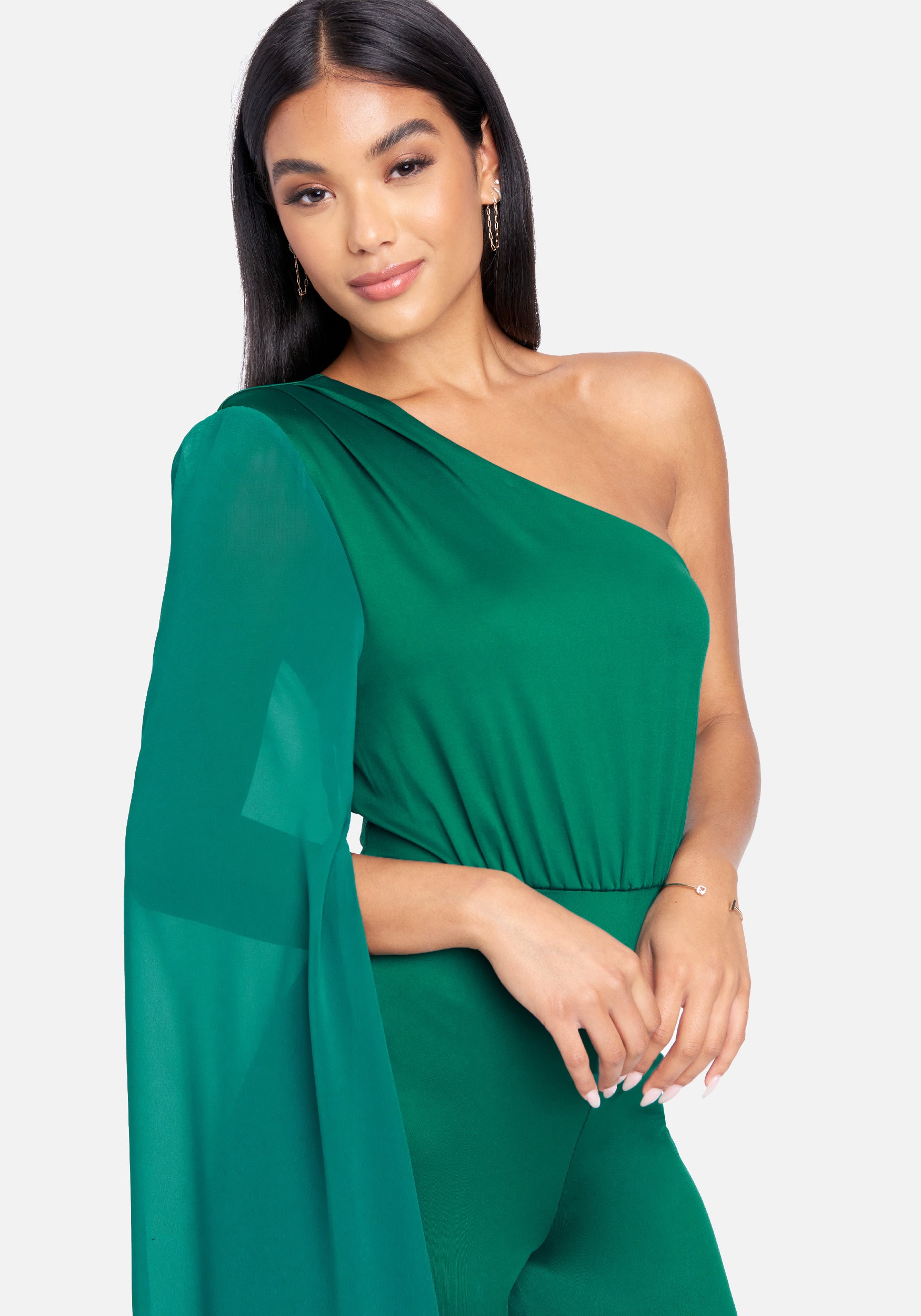 One Shoulder Cape Sleeve Jumpsuit