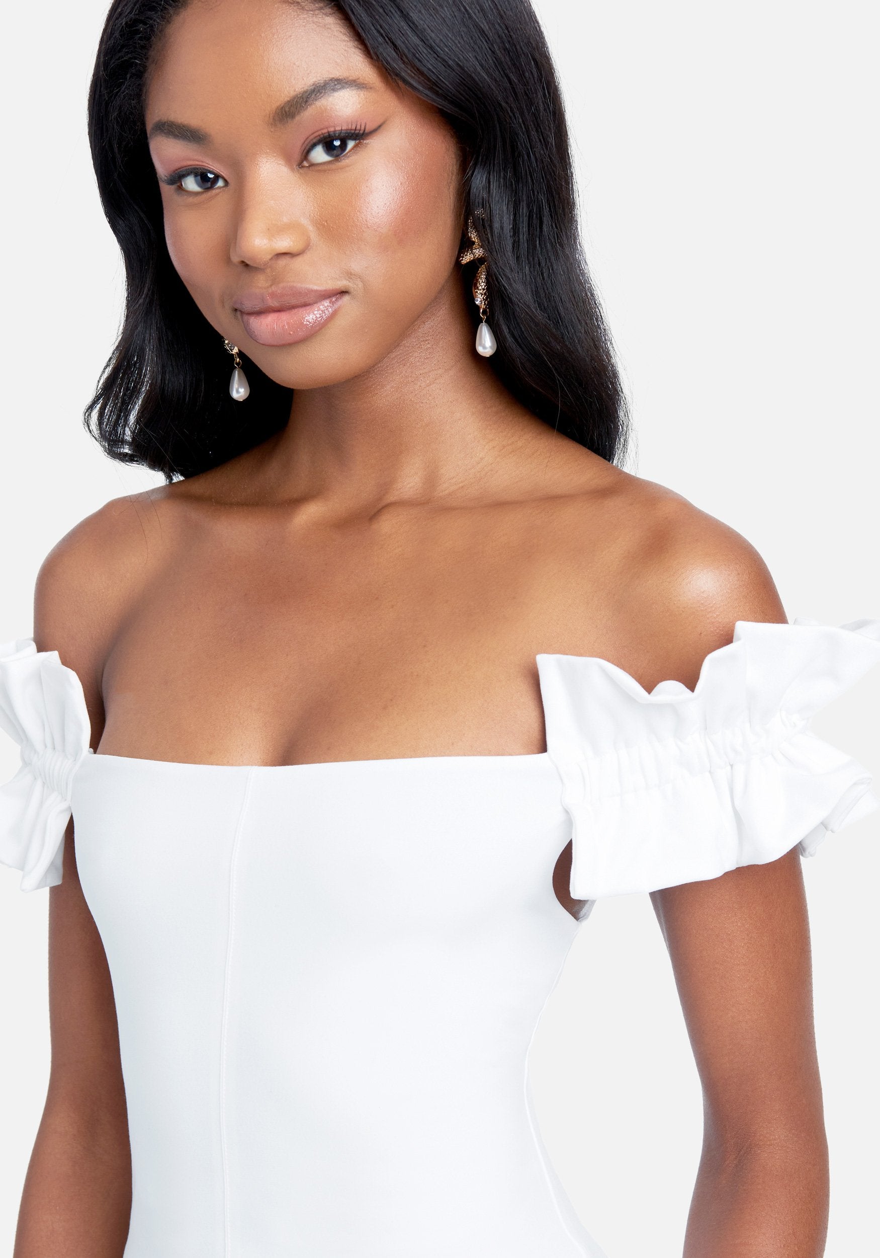 Off Shoulder Ruched Sleeves