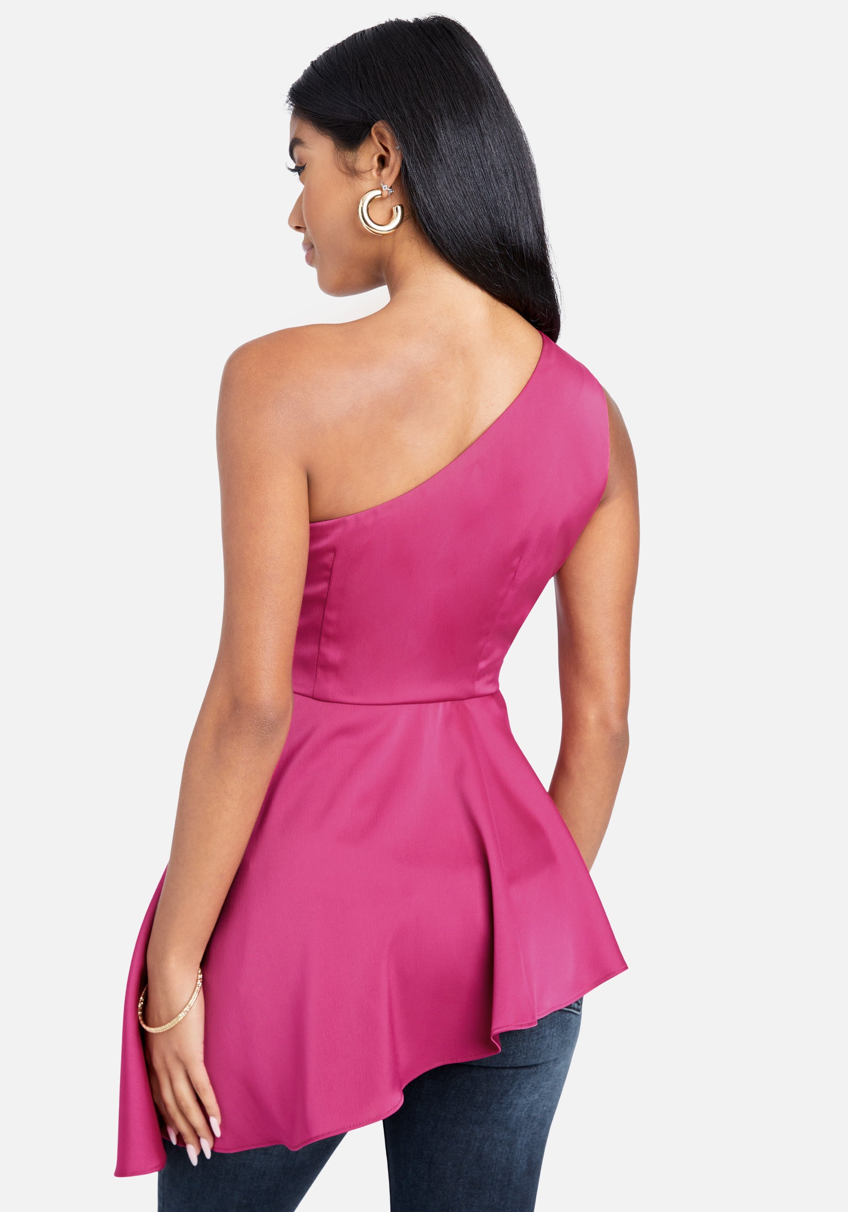 One Shoulder Asymmetric Hem Top