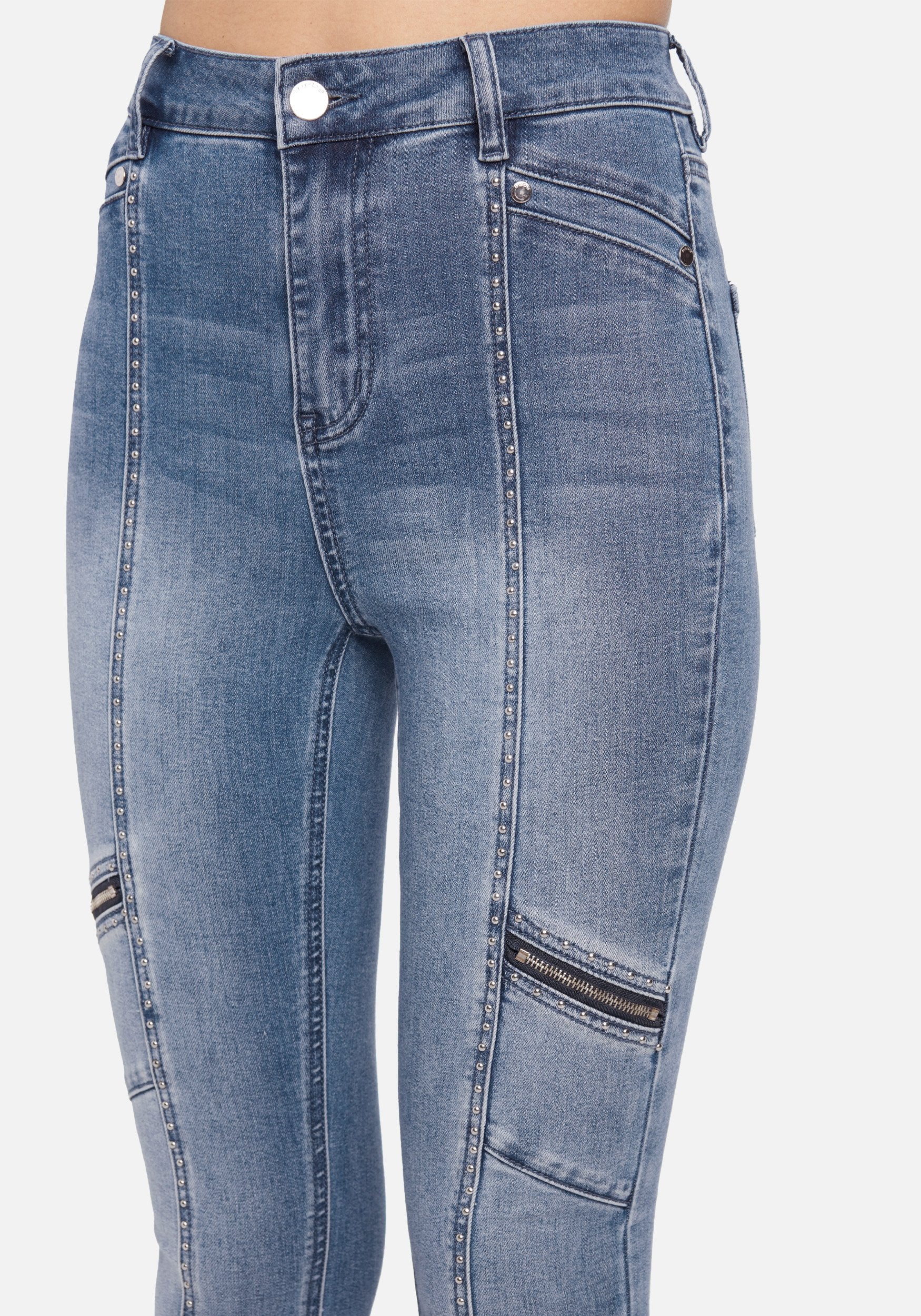 High Waist Multi Stitch Skinny Jeans