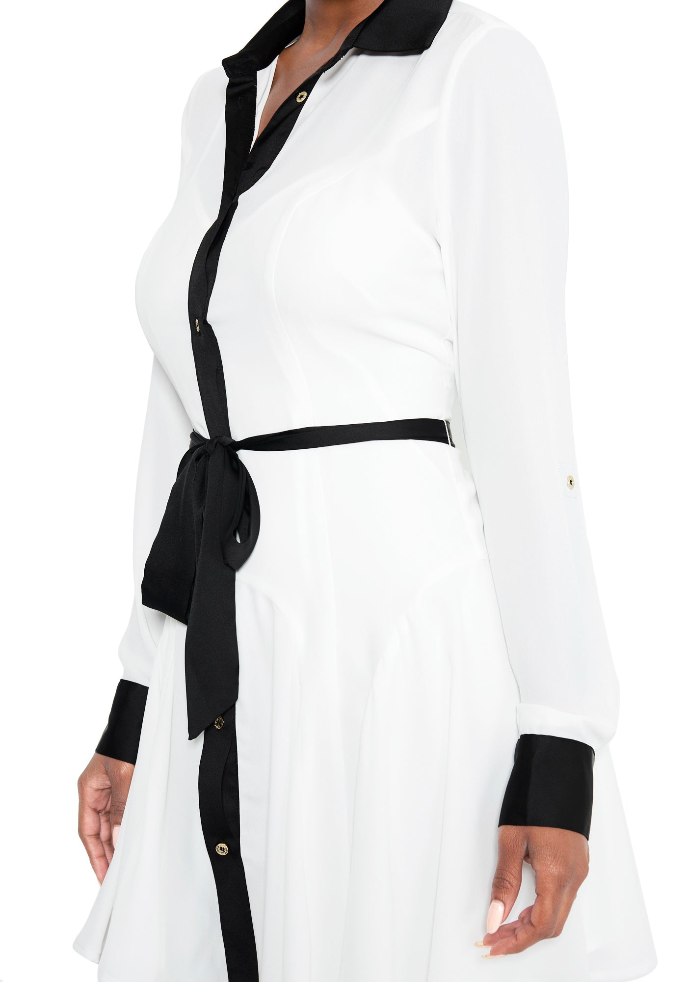 Colorblock Chiffon Shirtdress