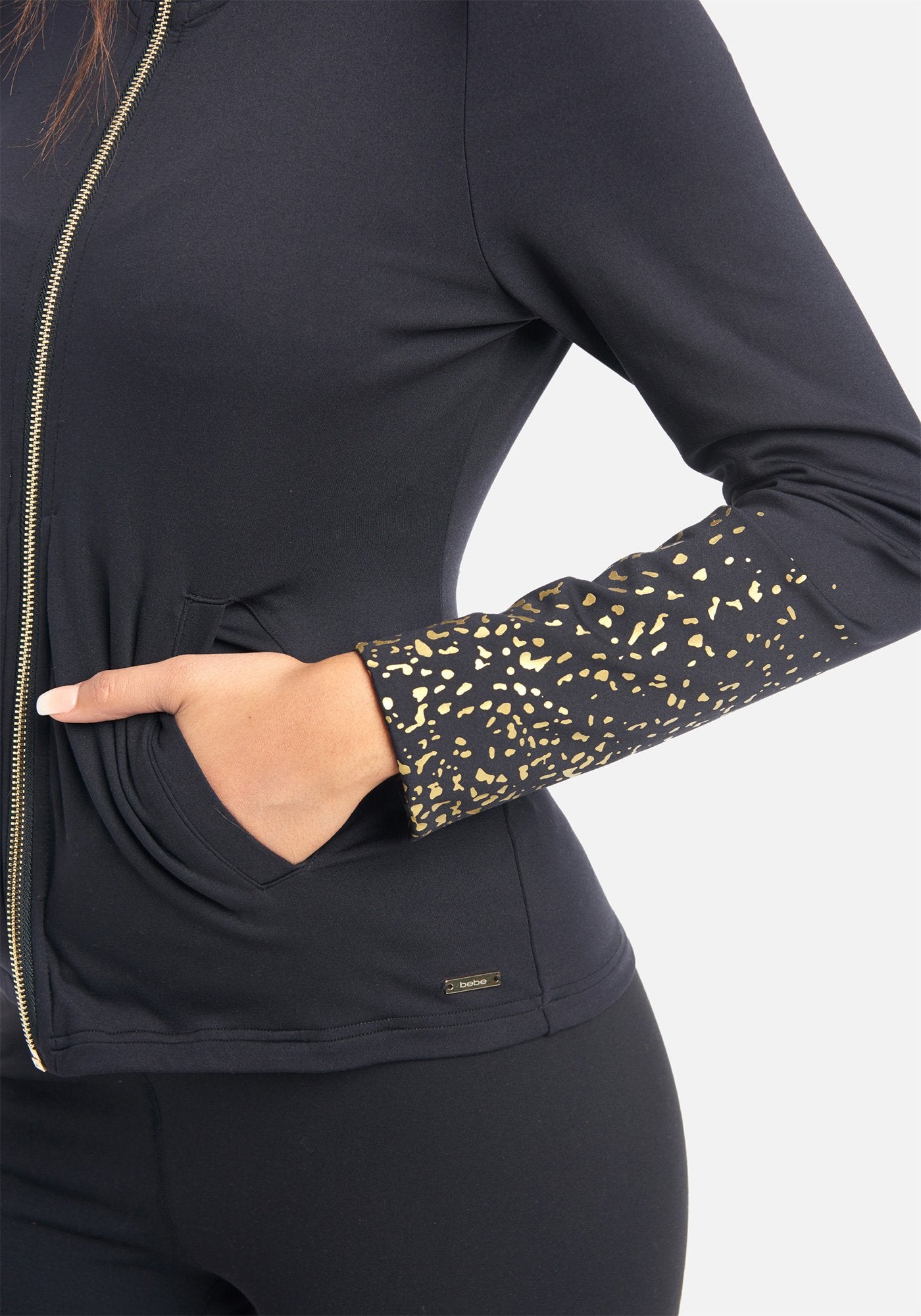 Bebe Logo Metallic Foil Jacket