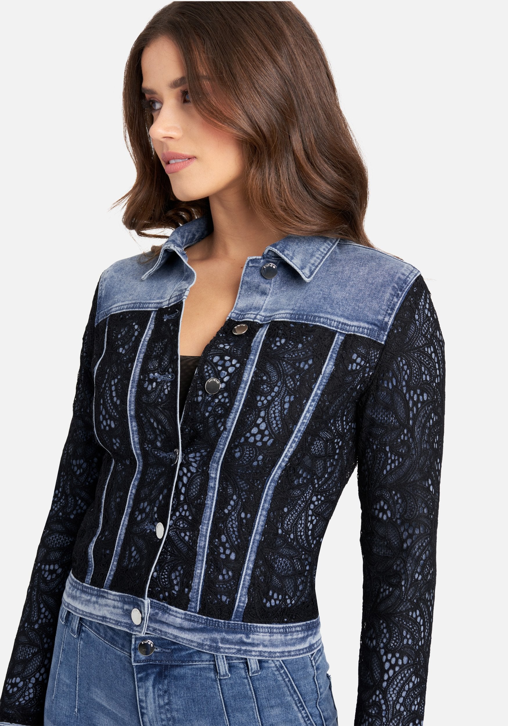 Lace Detail Denim Jacket