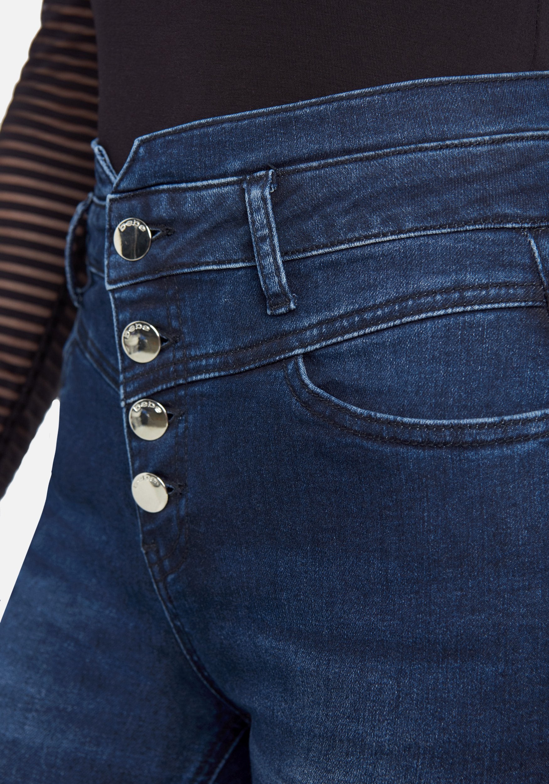 High Waistedbutton Front Jeans