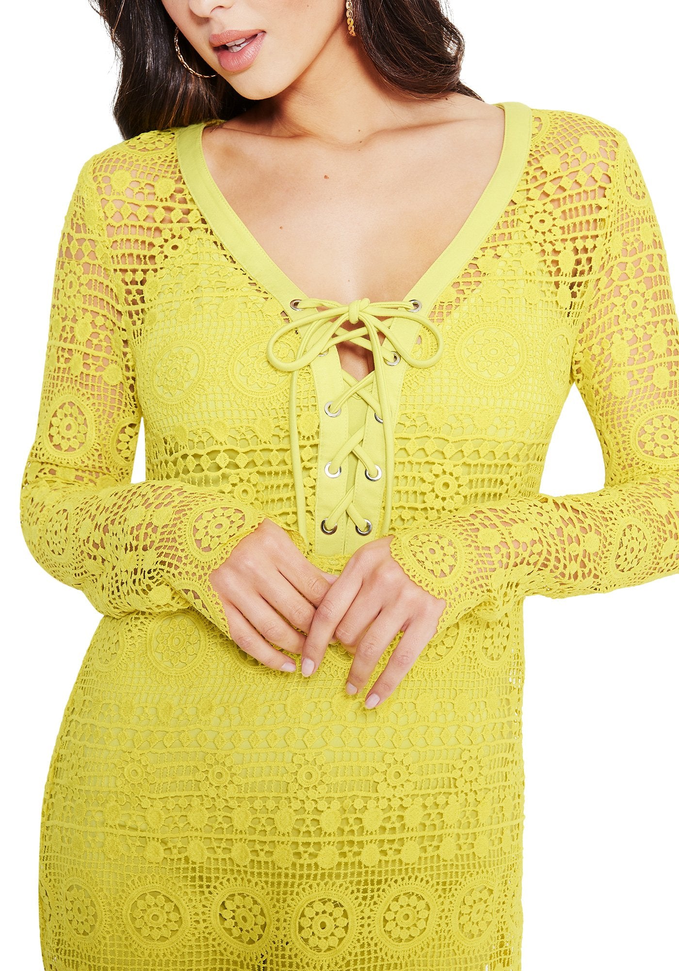 Crochet Lace Up Dress